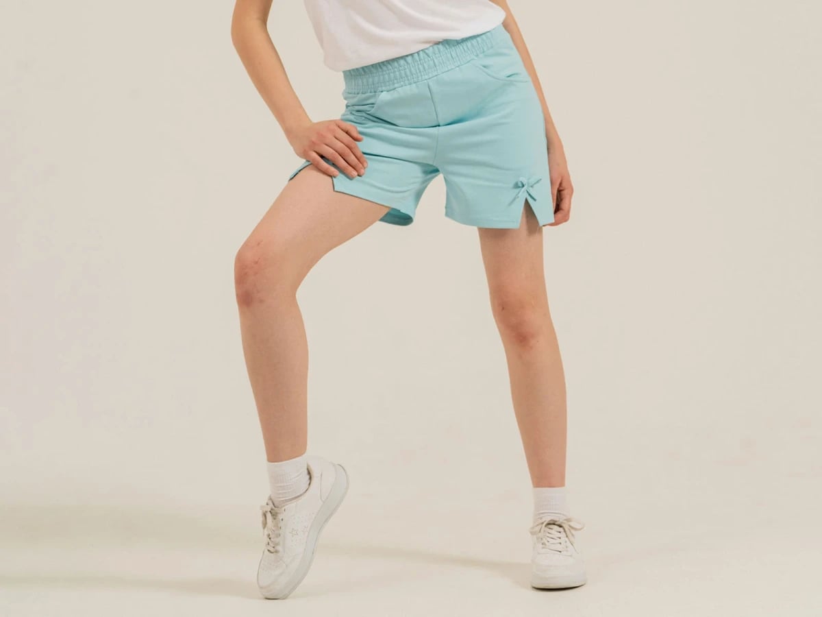 Girls' Bow Detail Shorts - Pack of 4 - Turquoise - Nickel - by Peralane