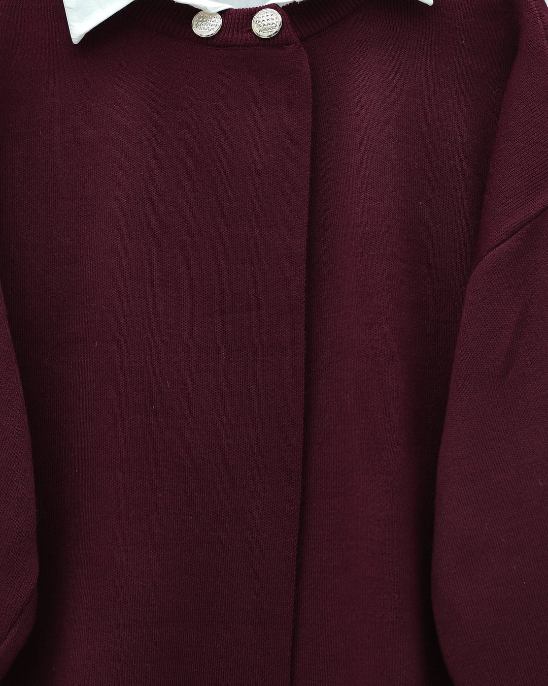 Double Button Casual Knit Poncho - Burgundy - Podyumplus - by Peralane - photo 2