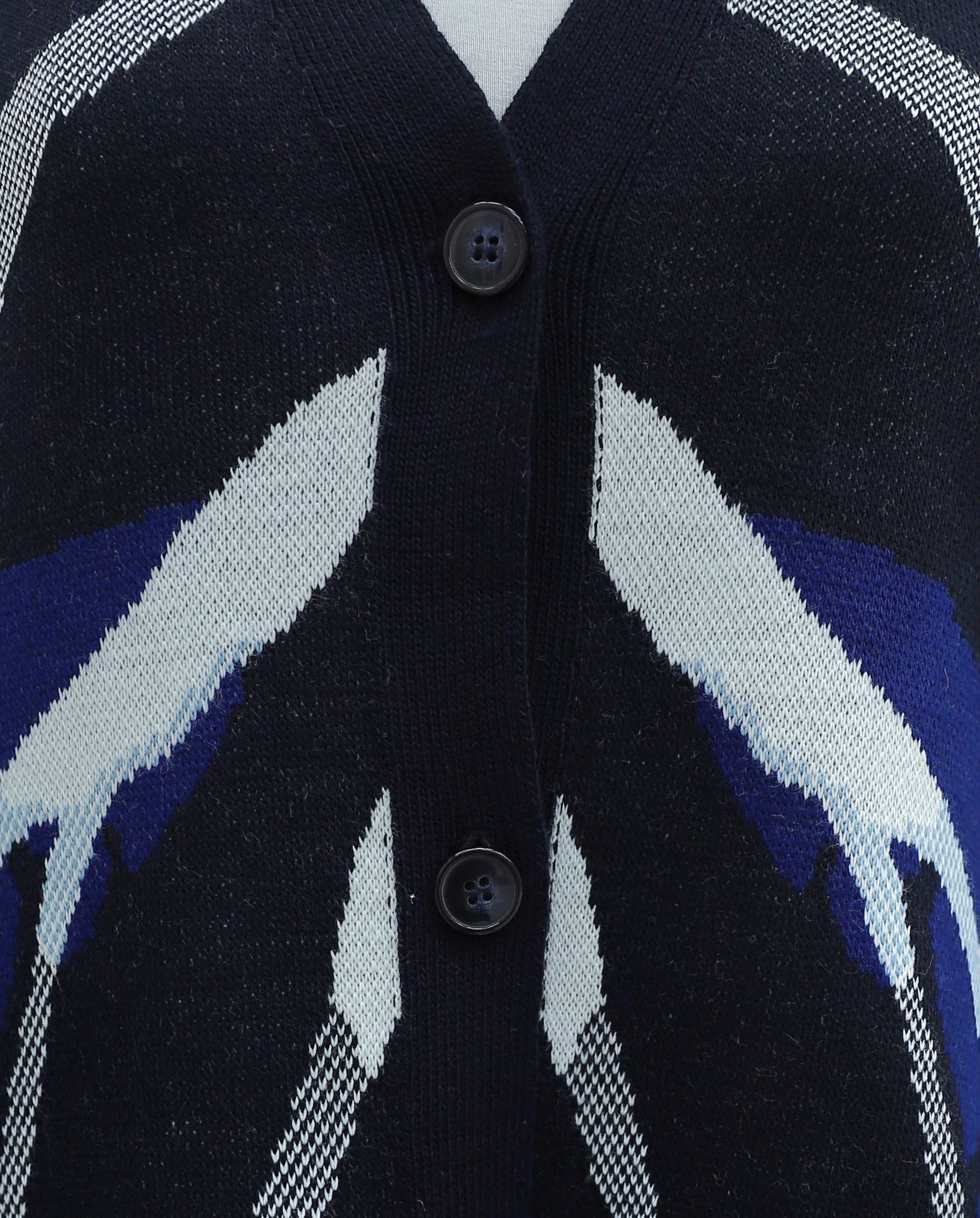 V-Neck Buttoned Patterned Batwing Sleeve Double Placket Knit Cardigan - Navy - Podyumplus - by Peralane - photo 7