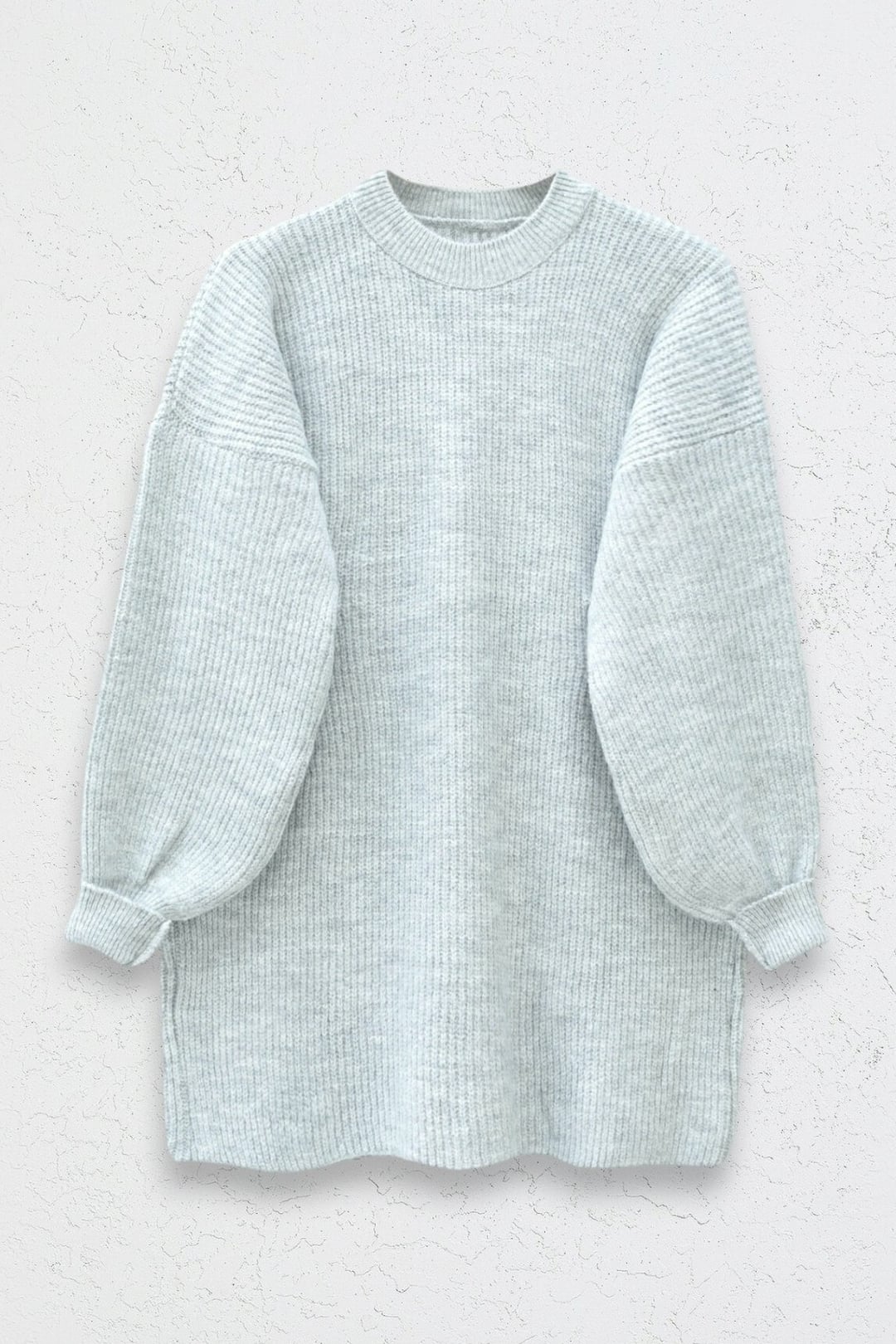 Round Neck Loose Knit Tunic - Light Grey - Podyumplus - by Peralane - photo 5