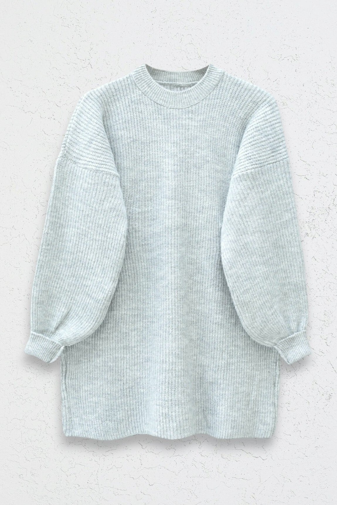 Round Neck Loose Knit Tunic - Light Grey - Podyumplus - by Peralane - photo 5