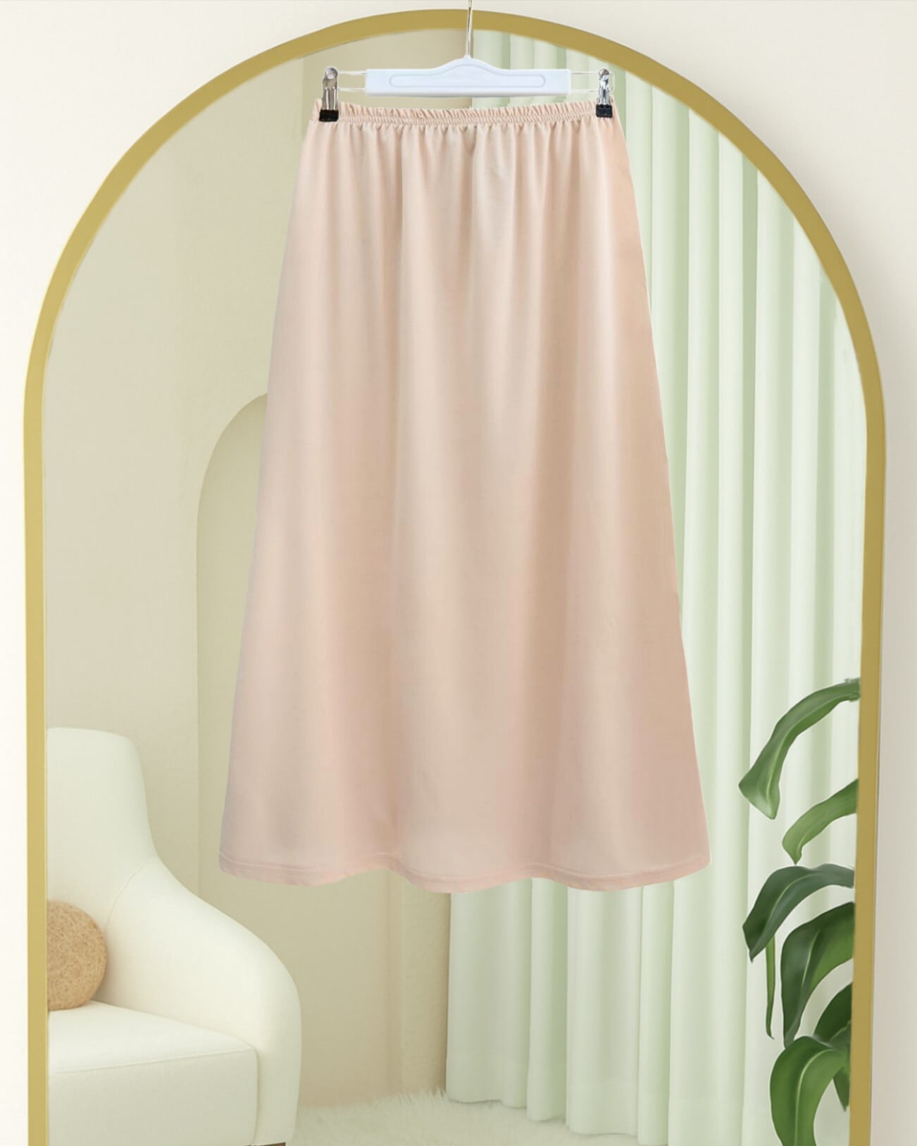 Mid-Length Petticoat Lining Skirt - Beige - Podyumplus - by Peralane - photo 4