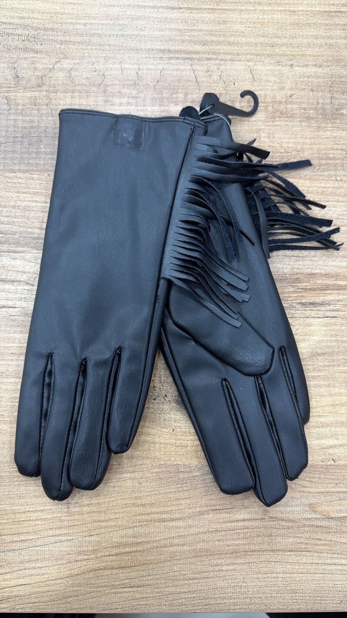 Black Fringe PU Leather Gloves - Nesvay - by Peralane - photo 2