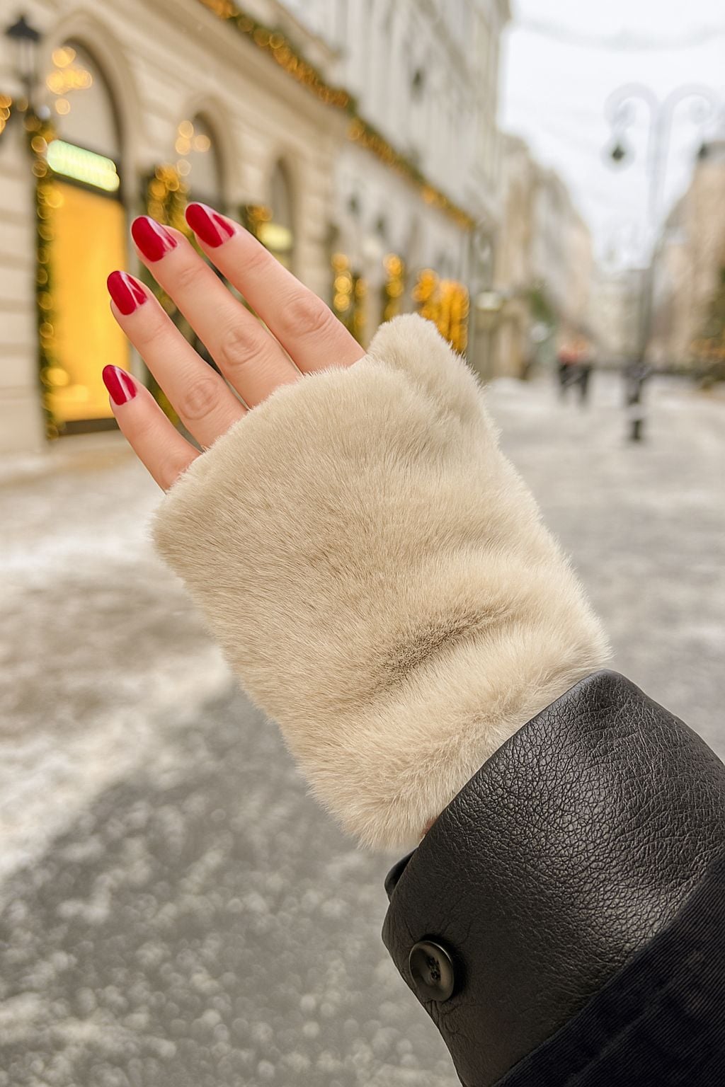 Mink Faux Fur Fingerless Gloves for Women - Nesvay - by Peralane