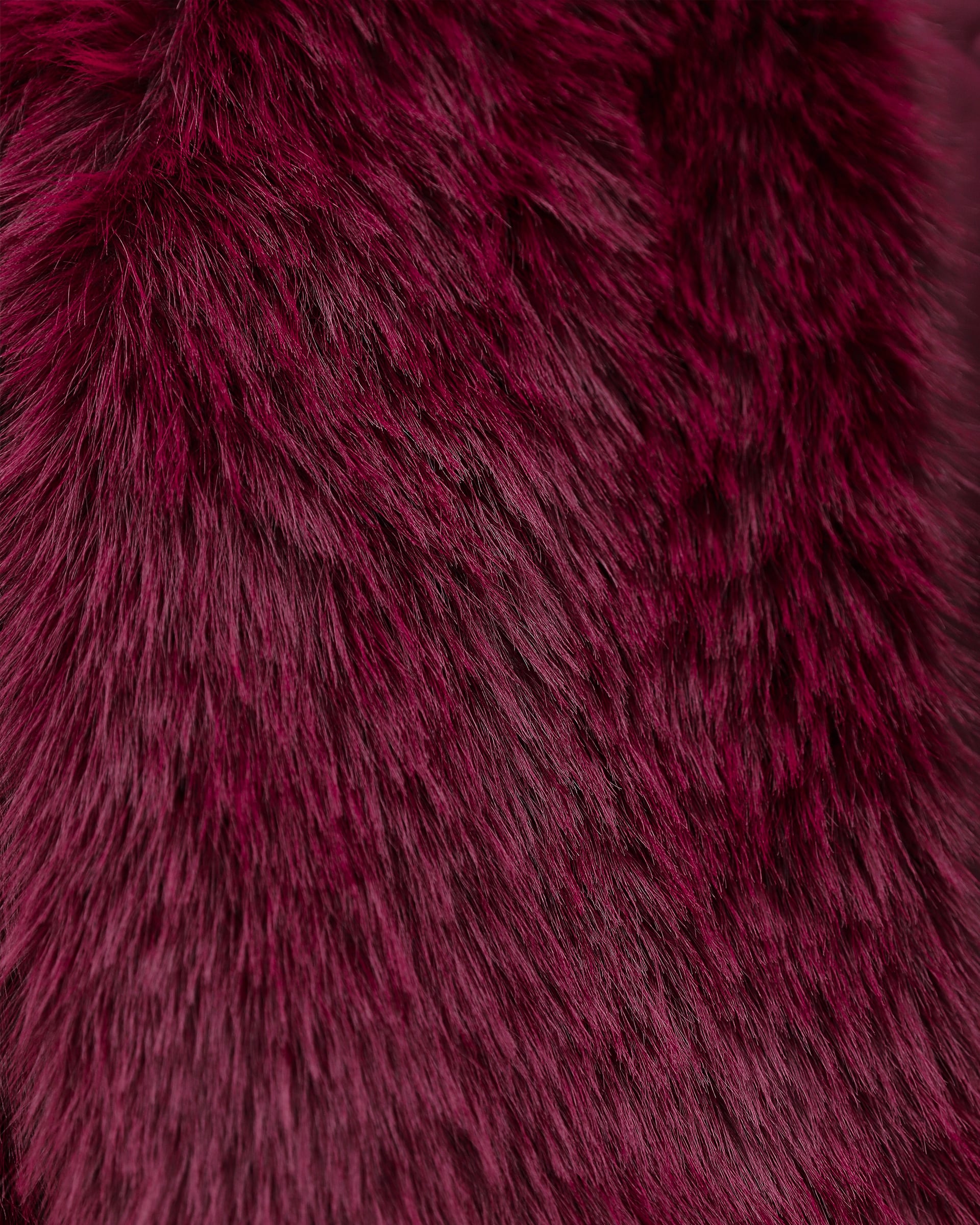 Women's Lined Faux Fur Coat - Burgundy - Podyumplus - by Peralane - photo 4