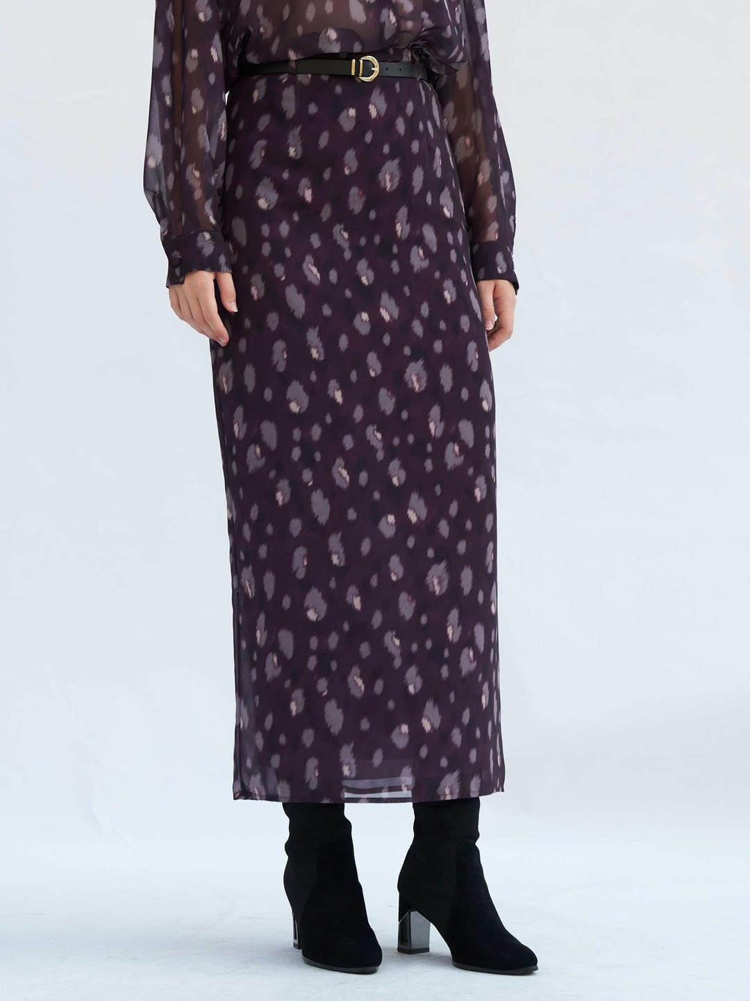 Patterned Maxi Skirt in Dark Purple - Lefon - by Peralane - photo 7