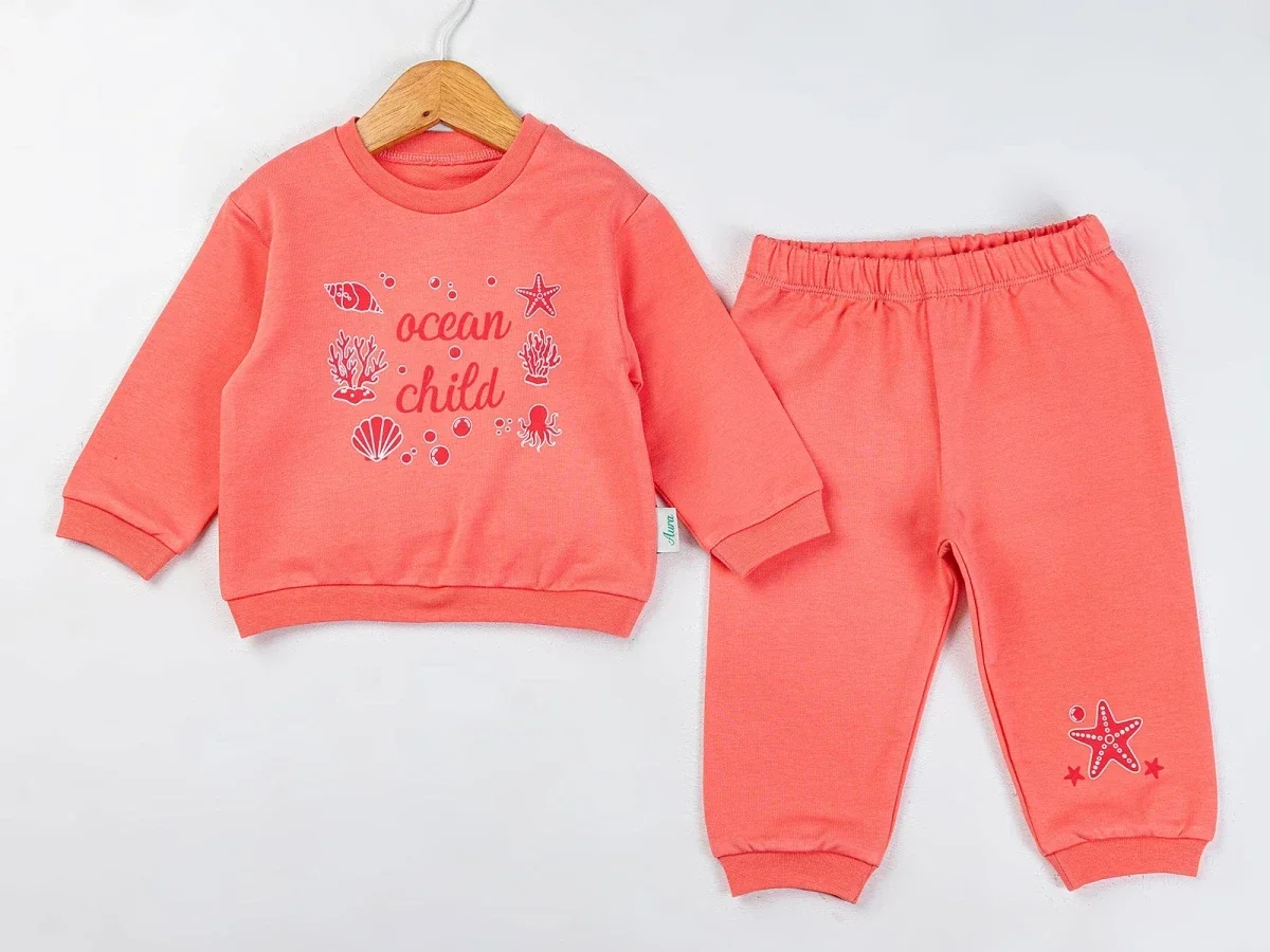 Ocean Print Baby Girl's Set - Coral - Comix - by Peralane