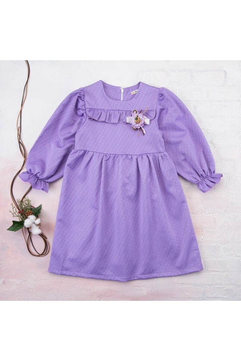 Lavender Jacquard Dress for Girls 6-9 Years - Pack of 4 - Busra Bebe - by Peralane