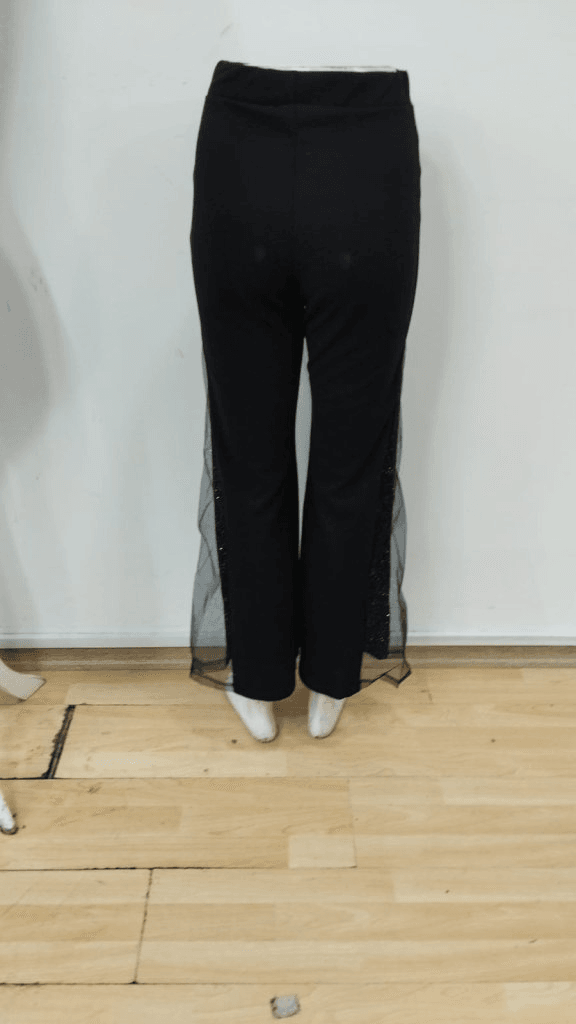Women's High Waist Wide Leg Trousers with Tulle Side Details, Black - Janes - by Peralane - photo 8