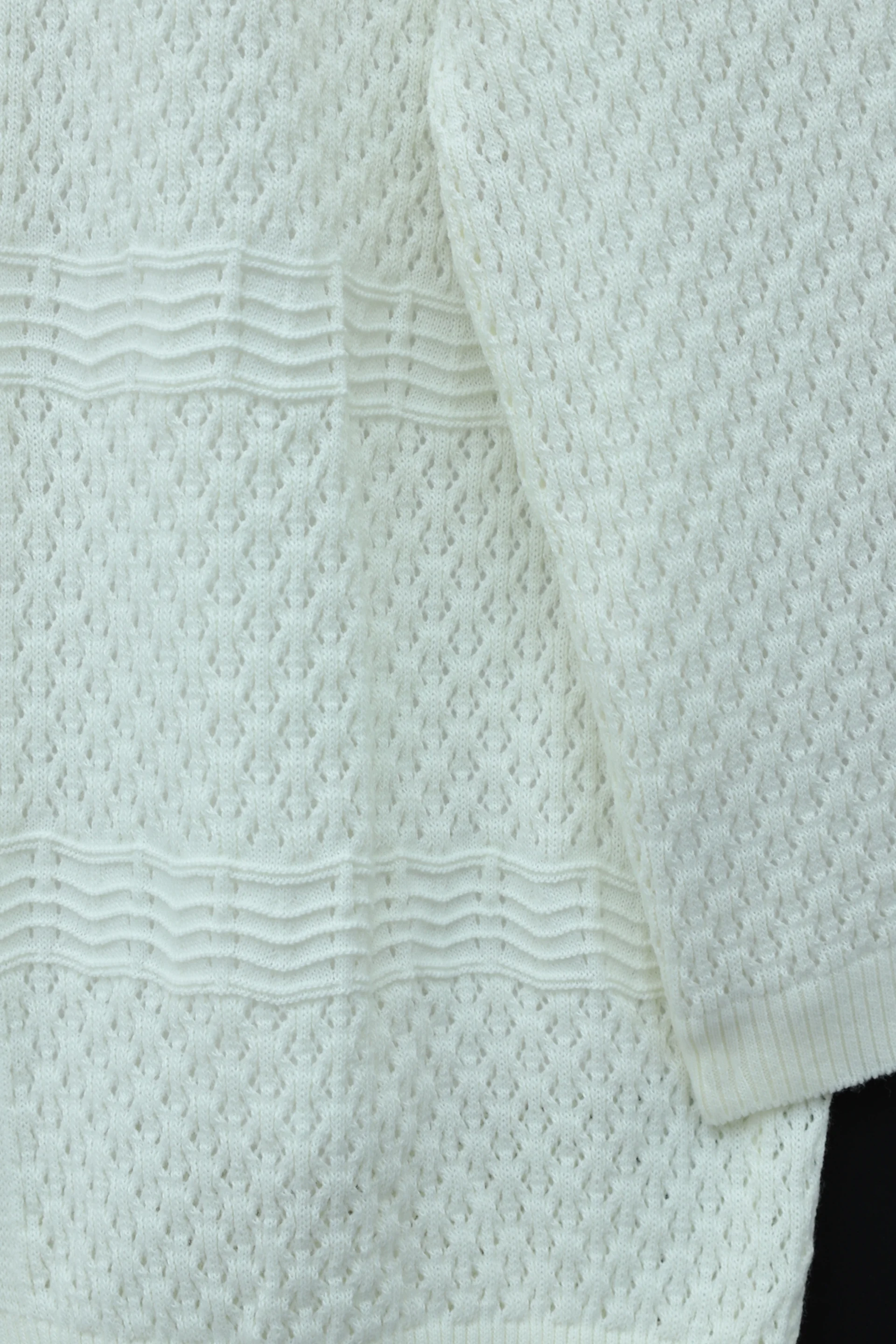 Openwork Wave Pattern Knit Cardigan - Ecru - Podyumplus - by Peralane - photo 4