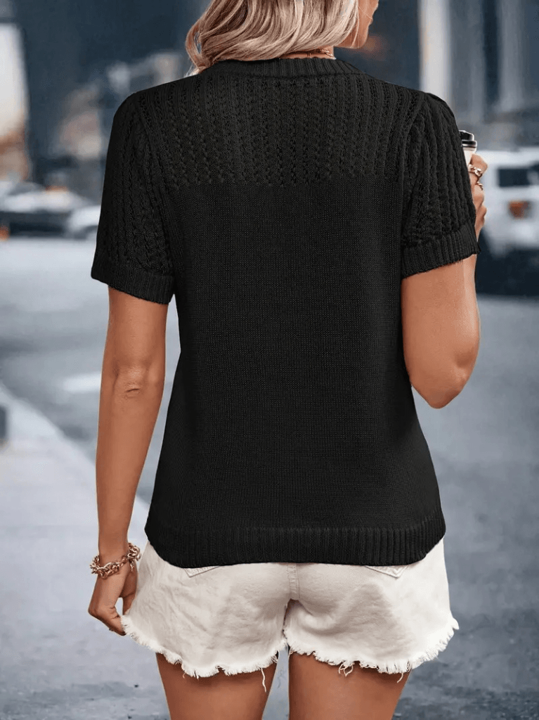 Women's Short-Sleeve Knit Blouse with Yoke Detail - Janes - by Peralane - photo 2