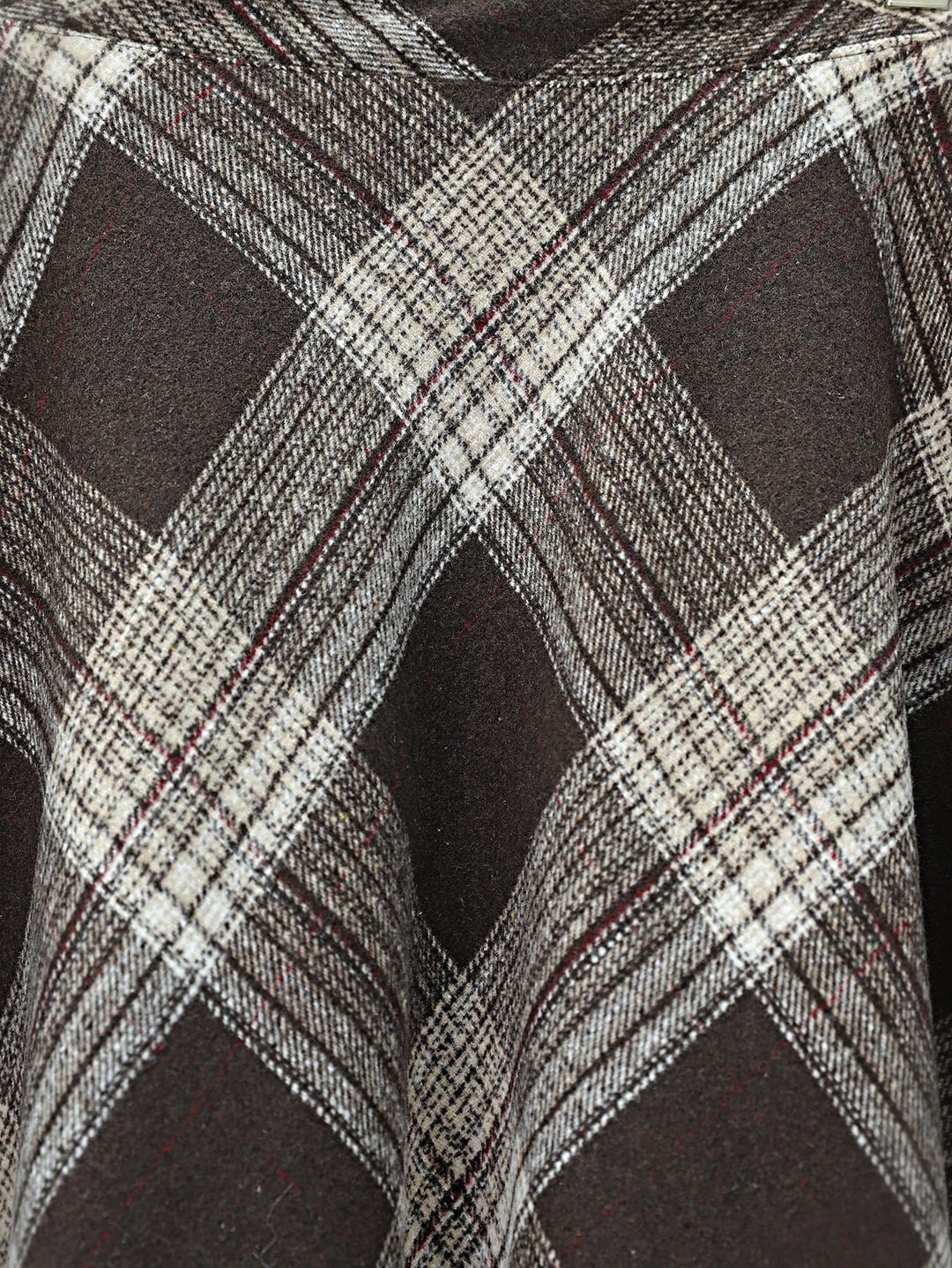 Winter Plaid High-Waist Flared Skirt with Side Zipper - Brown - Podyumplus - by Peralane - photo 4