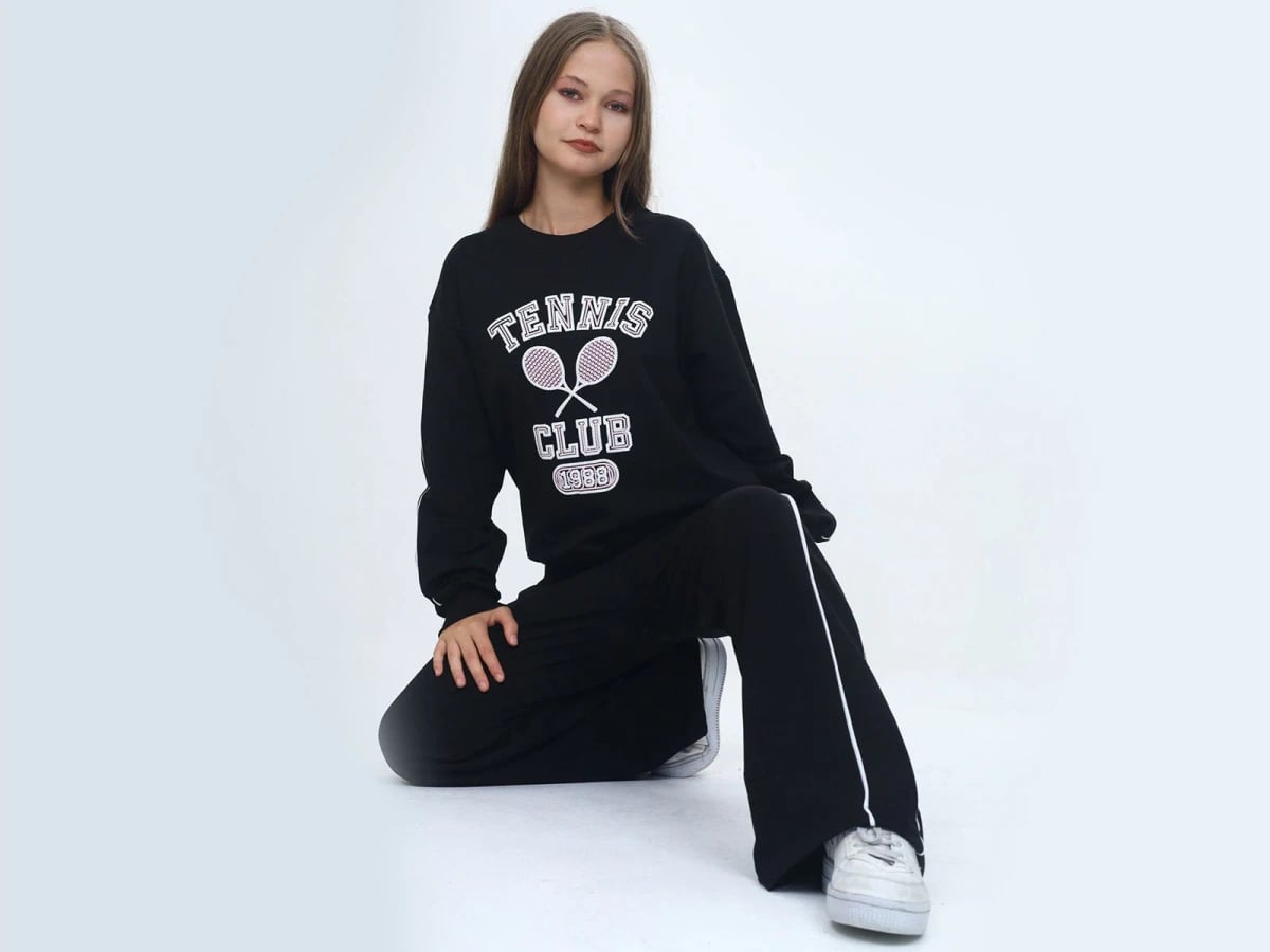 Tennis Club Print 2-Stripe Girls' Tracksuit Set - Vizviz - by Peralane
