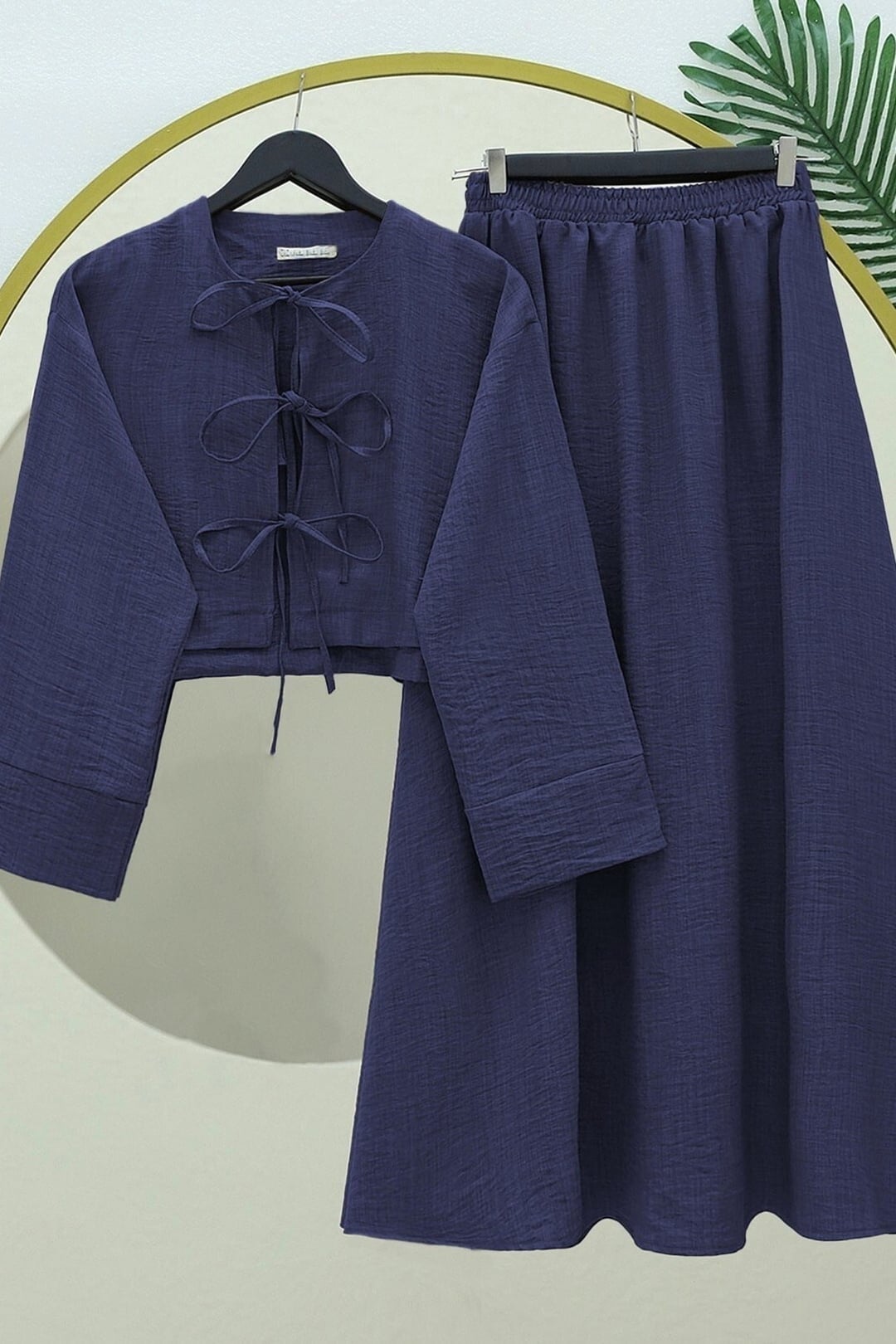 Lace-Front Elastic Waist Maxi Skirt Two-Piece Set - Navy - Podyumplus - by Peralane - photo 4