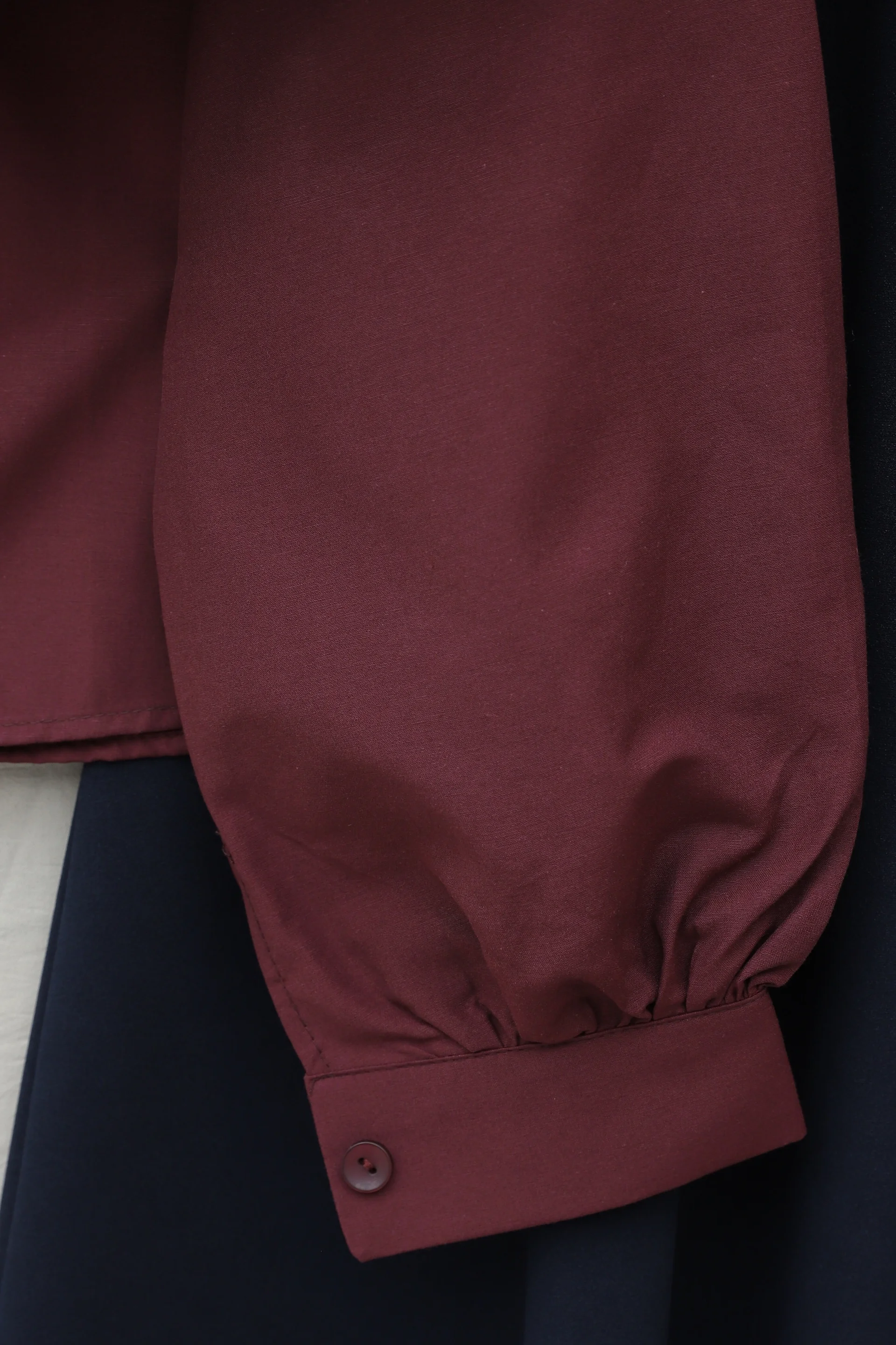 Women's Ruffled Poplin Shirt Blouse - Burgundy - Podyumplus - by Peralane - photo 6