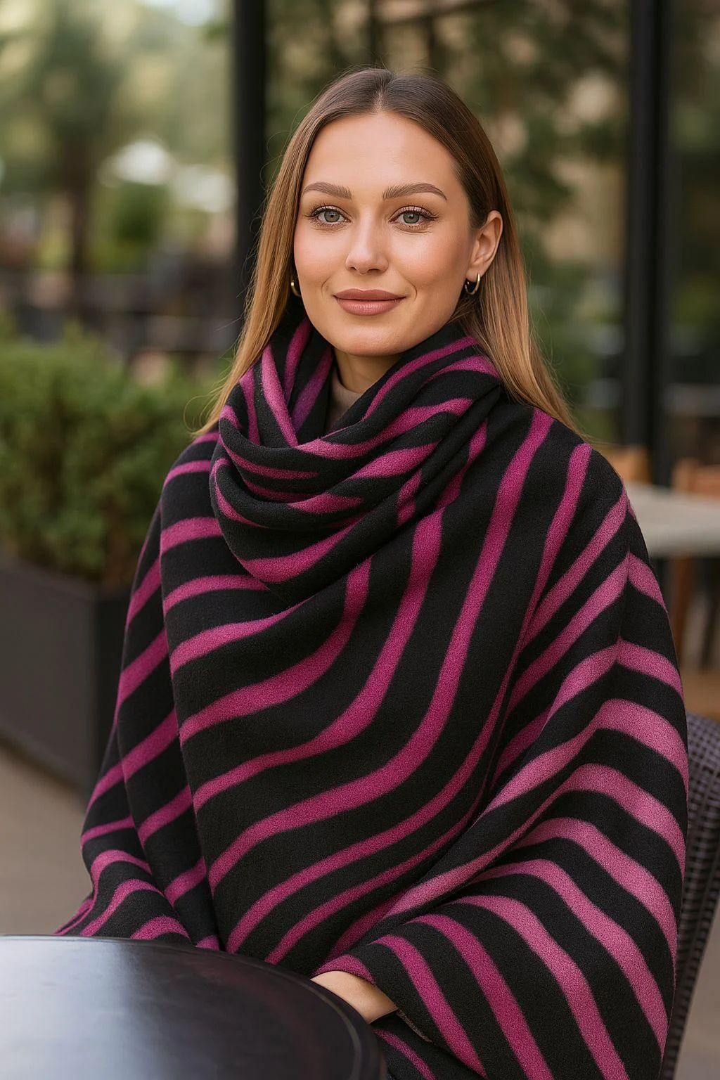 Fuchsia Zebra Print Knit Scarf for Women - Nesvay - by Peralane