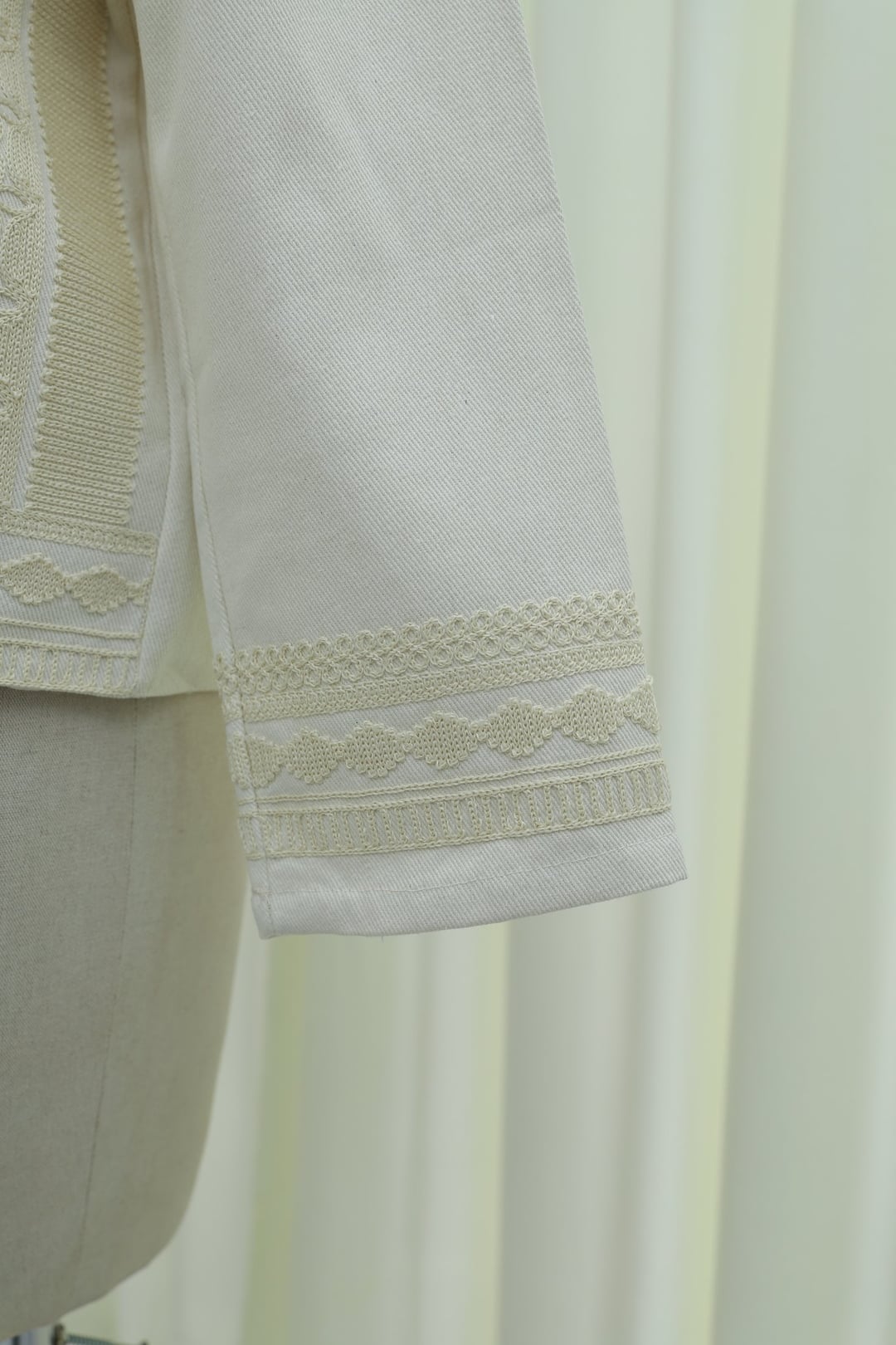 Cream Linen-Look Jacket with Embroidery - Podyumplus - by Peralane - photo 7