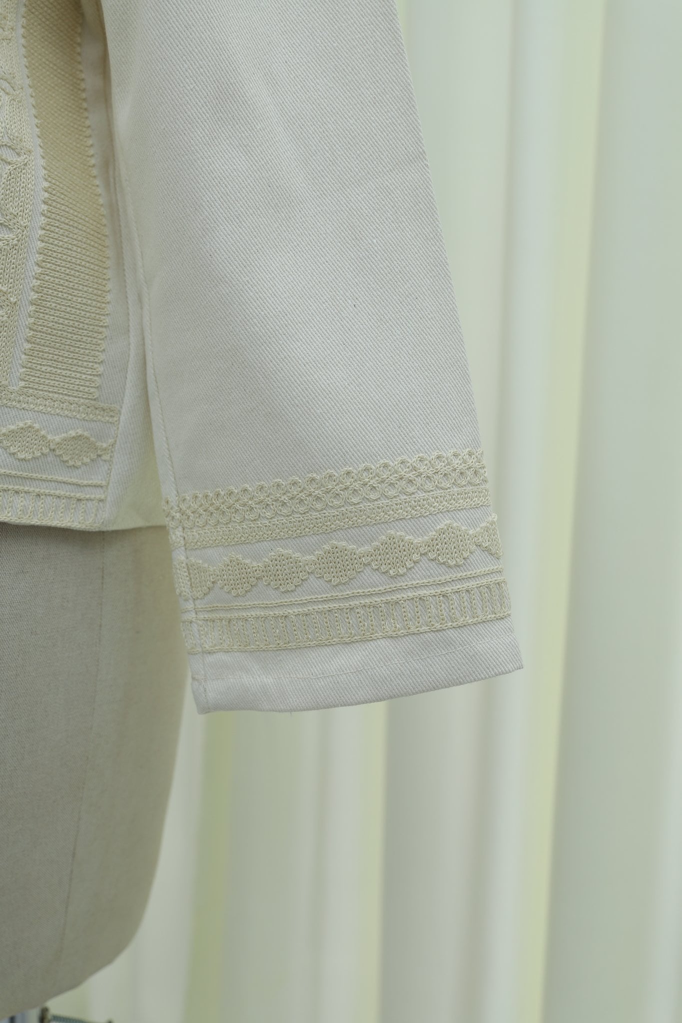 Cream Linen-Look Jacket with Embroidery - Podyumplus - by Peralane - photo 7