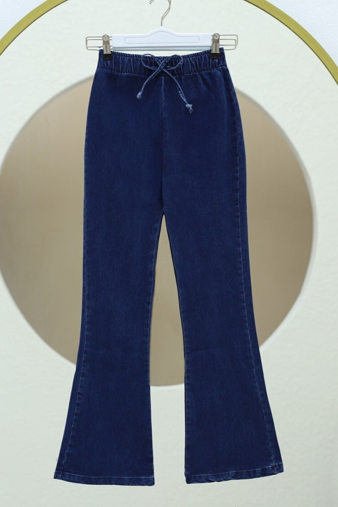 Indigo Drawstring Waist Flared Denim Trousers - Podyumplus - by Peralane - photo 5