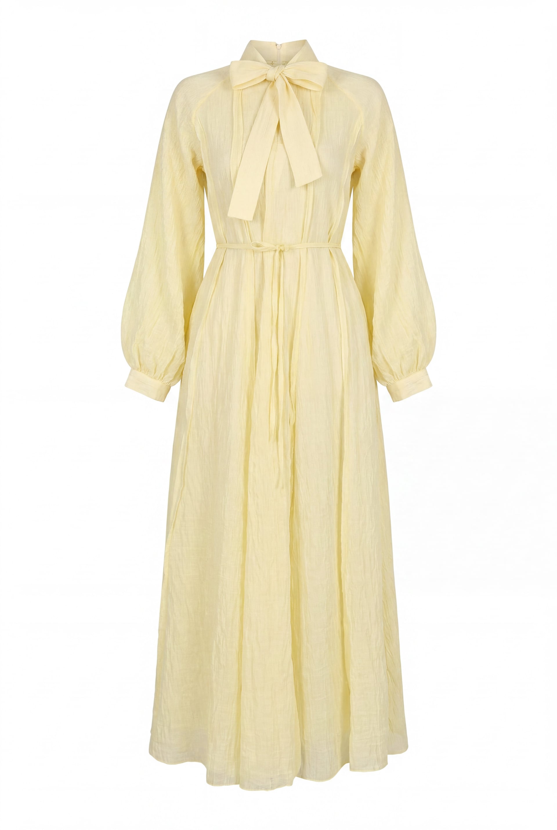Women's Self-Tie Collar Belted Lined Reglan Sleeve Dress - Pale Yellow - Podyumplus - by Peralane - photo 6