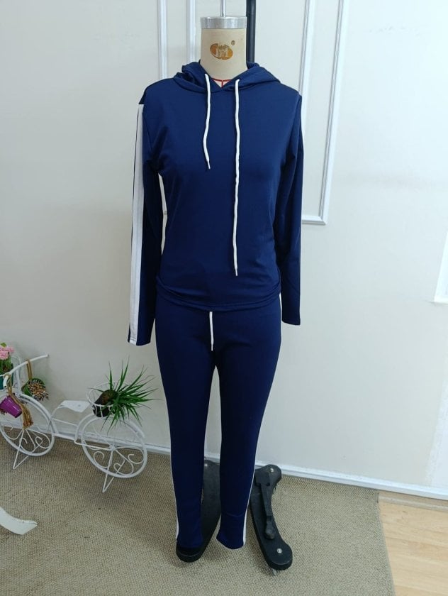 Women's Navy Blue Hooded Top and Leggings Two-Piece Tracksuit Set - Janes - by Peralane - photo 4