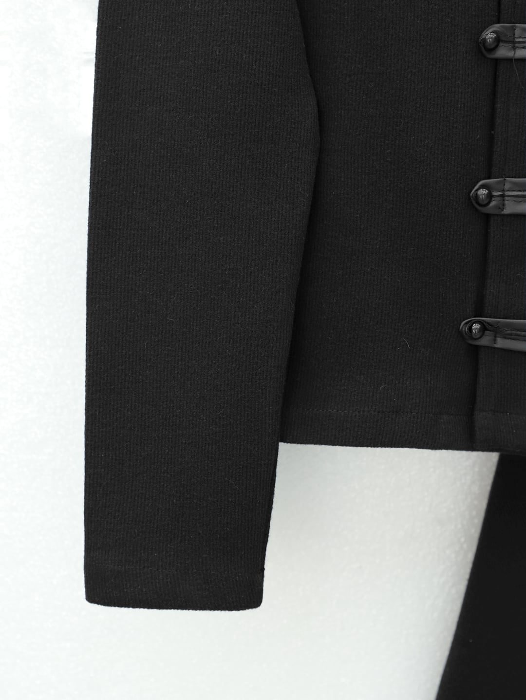 Black Leather-Trimmed Button-Front Skirt Set with Jacket - Podyumplus - by Peralane - photo 6