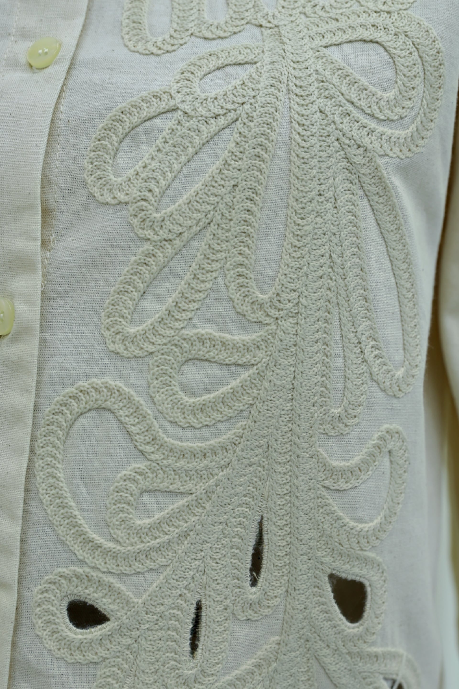 Cream Embroidered Wide-Sleeve Linen Look Blouse - Podyumplus - by Peralane - photo 10