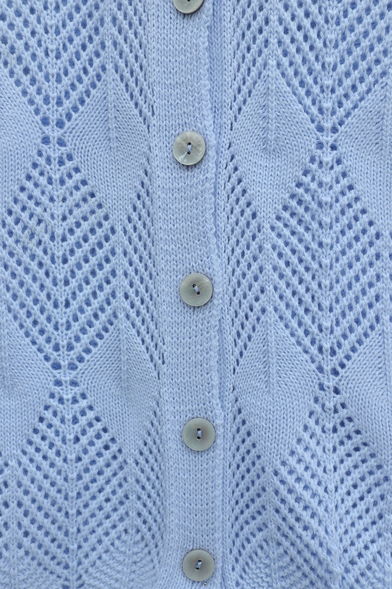 Leaf Pattern Open-Knit Cardigan - Ice Blue - Podyumplus - by Peralane - photo 5