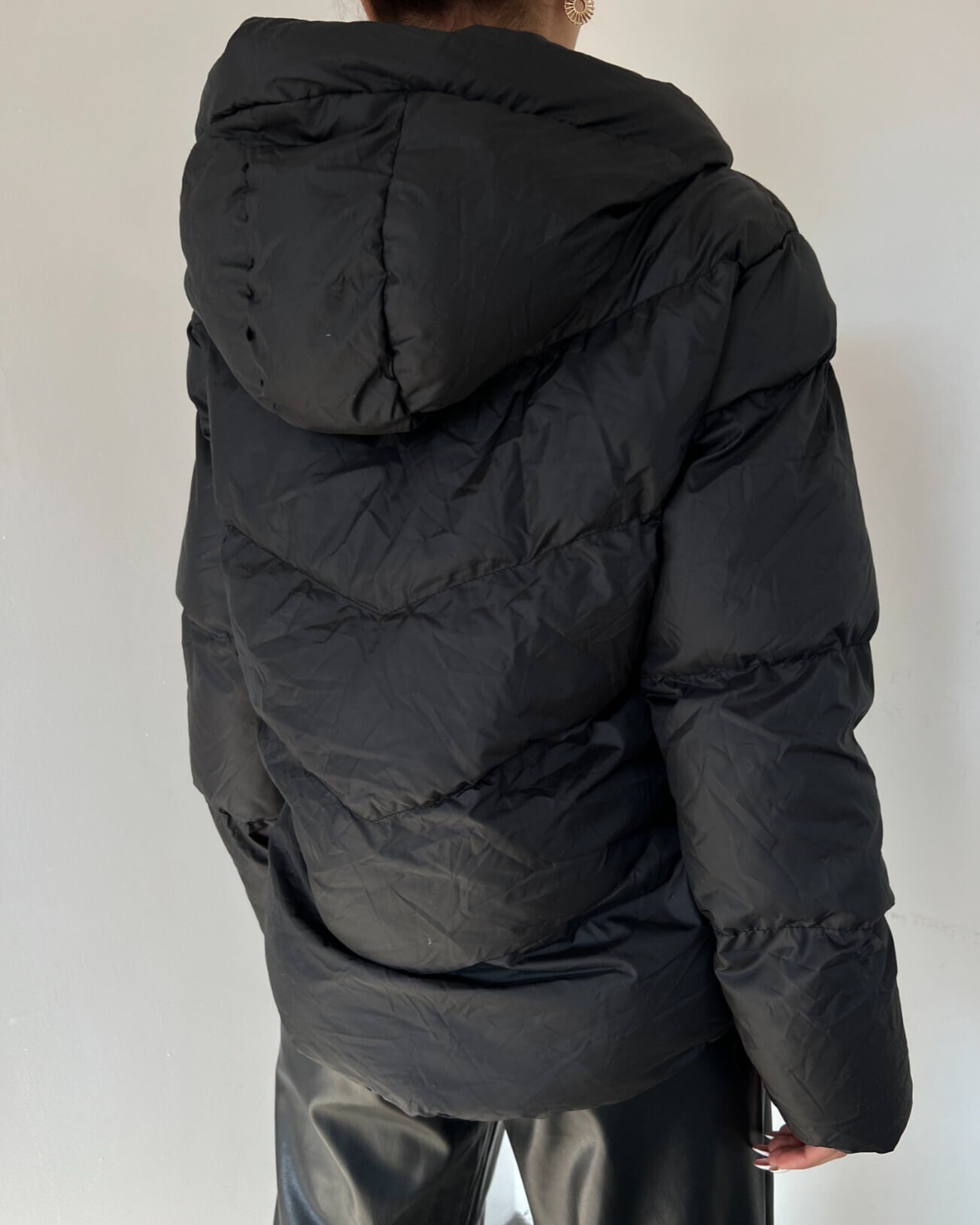 Black Hooded Zip Puffer Jacket - Podyumplus - by Peralane - photo 4
