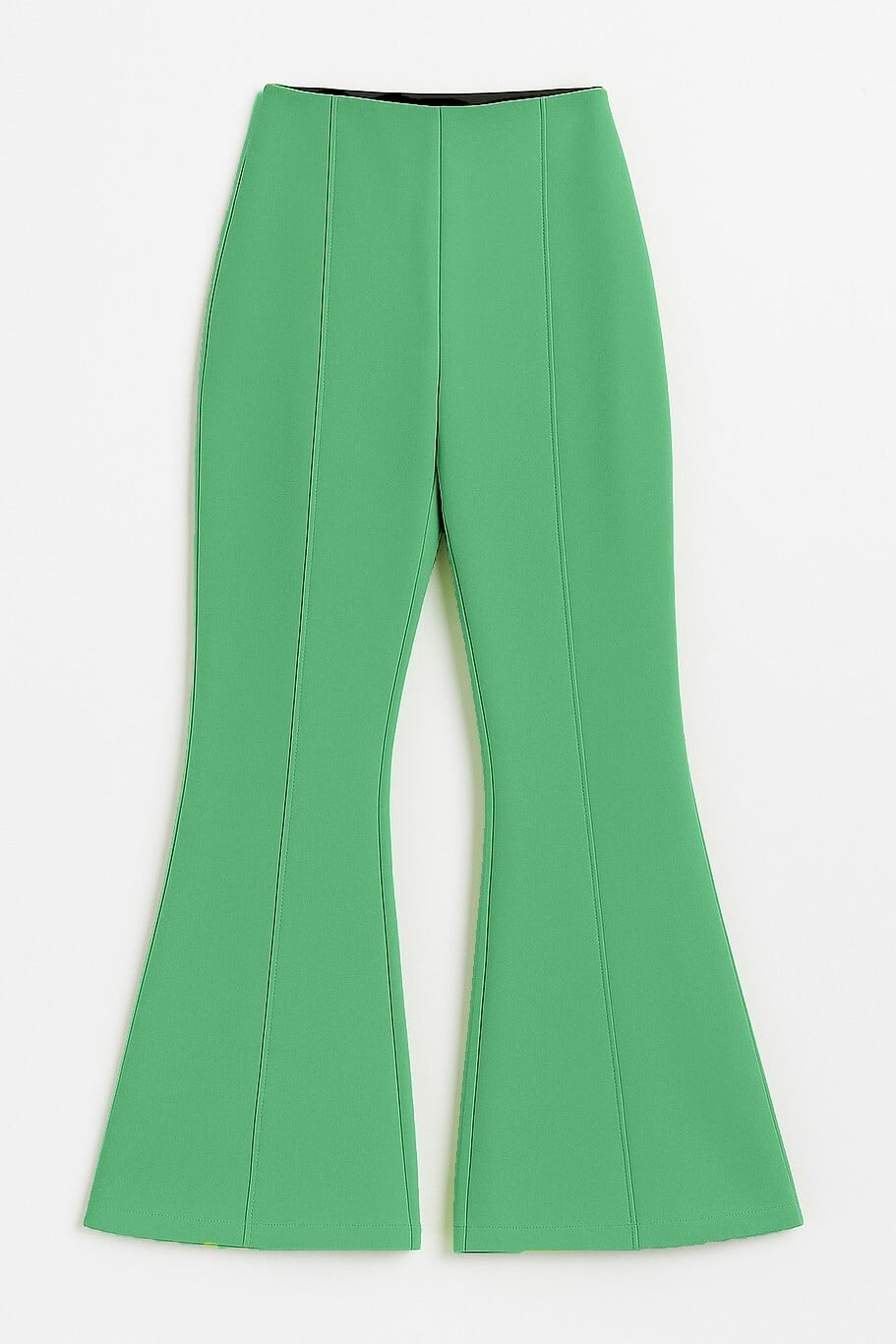 High-Waisted Flared Trousers with Elastic Waistband - Light Green - Podyumplus - by Peralane - photo 4