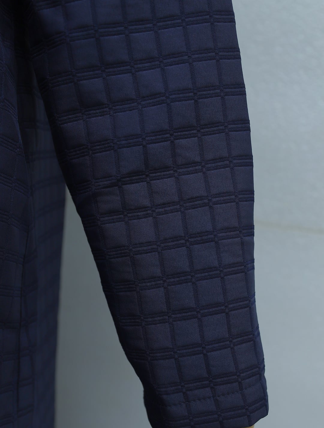 Long Quilted Coat with Chain Detail - Navy - Podyumplus - by Peralane - photo 6