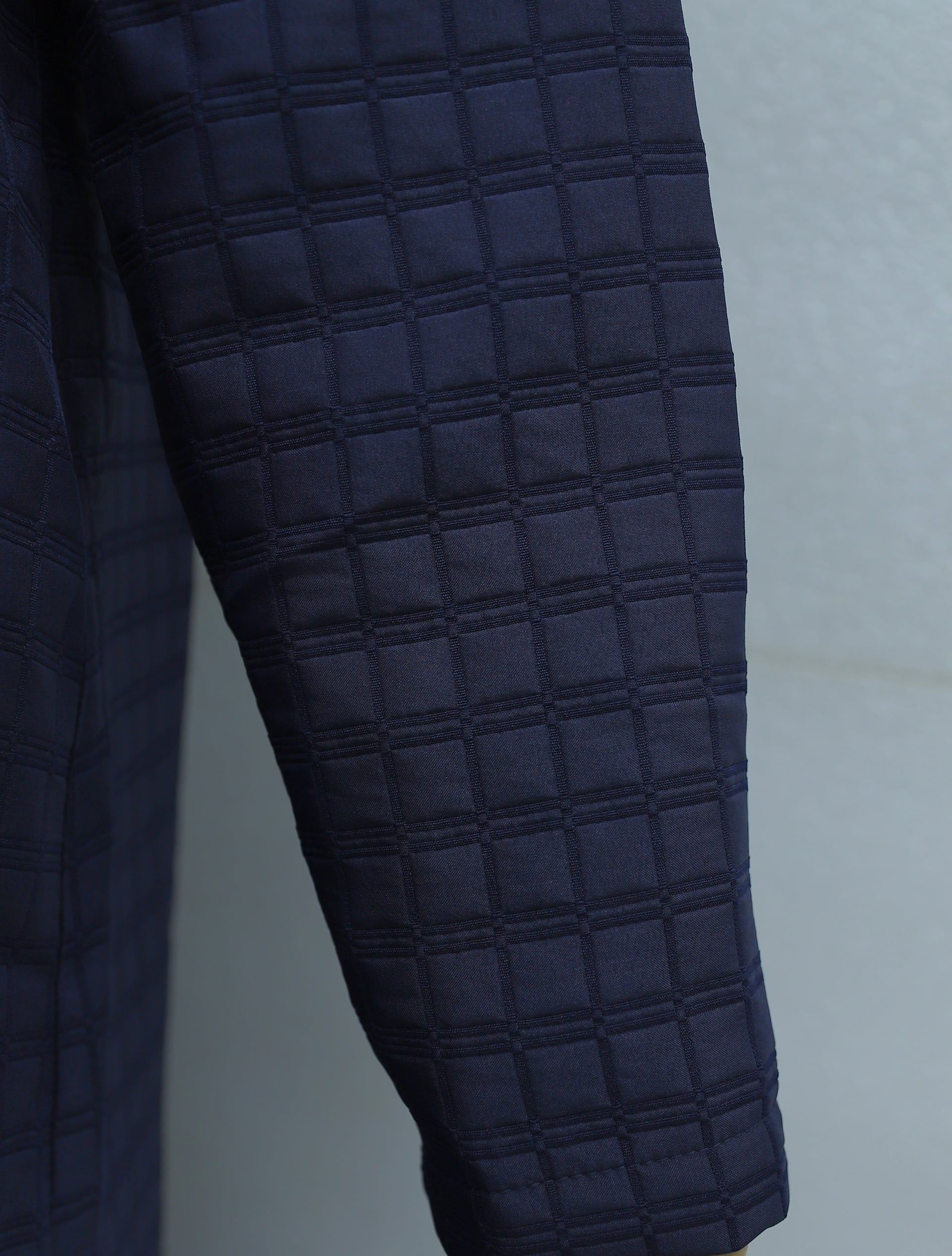 Long Quilted Coat with Chain Detail - Navy - Podyumplus - by Peralane - photo 6
