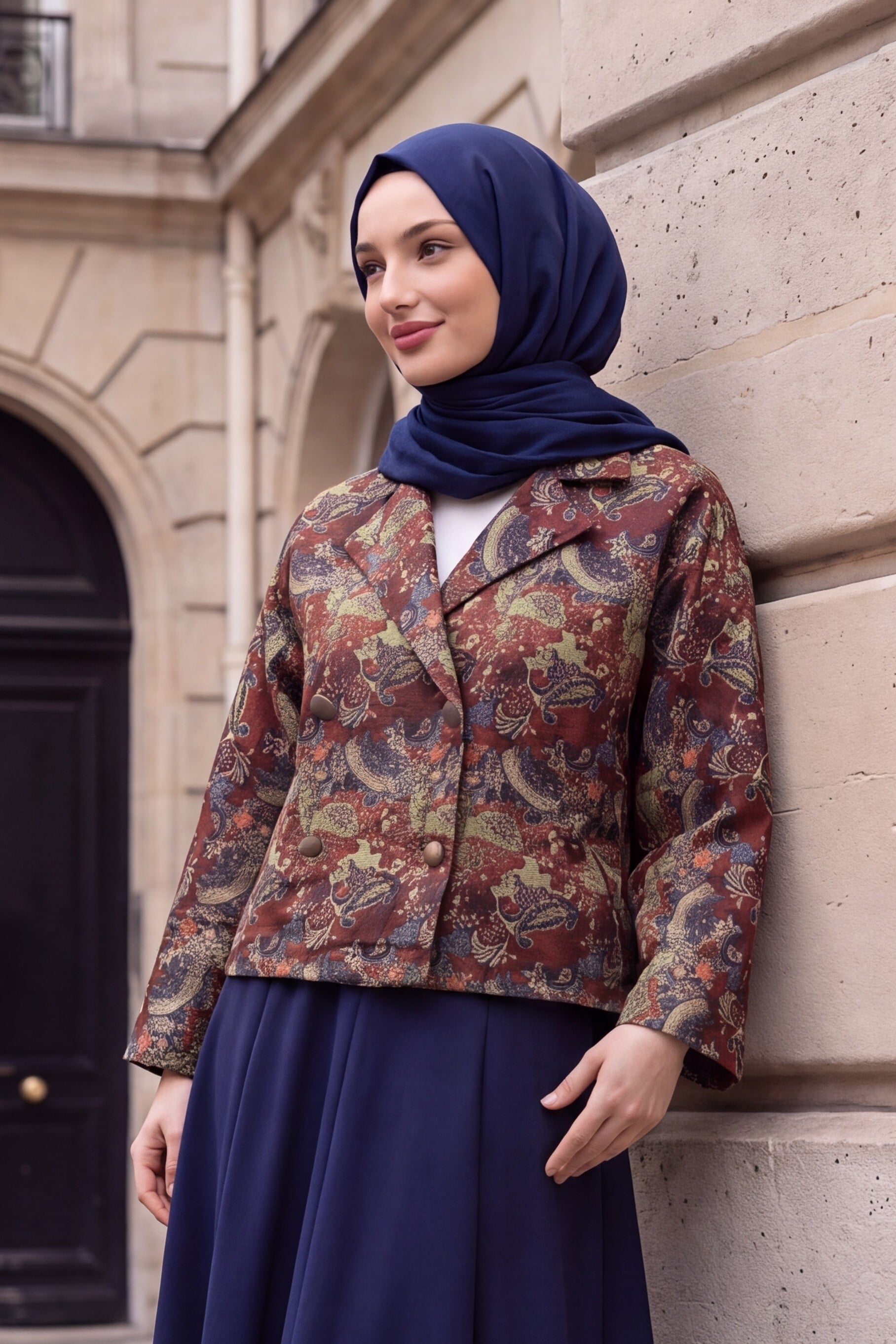 Shirt Collar Mixed Pattern Button-Front Quilted Jacket - Khaki - Podyumplus - by Peralane - photo 4