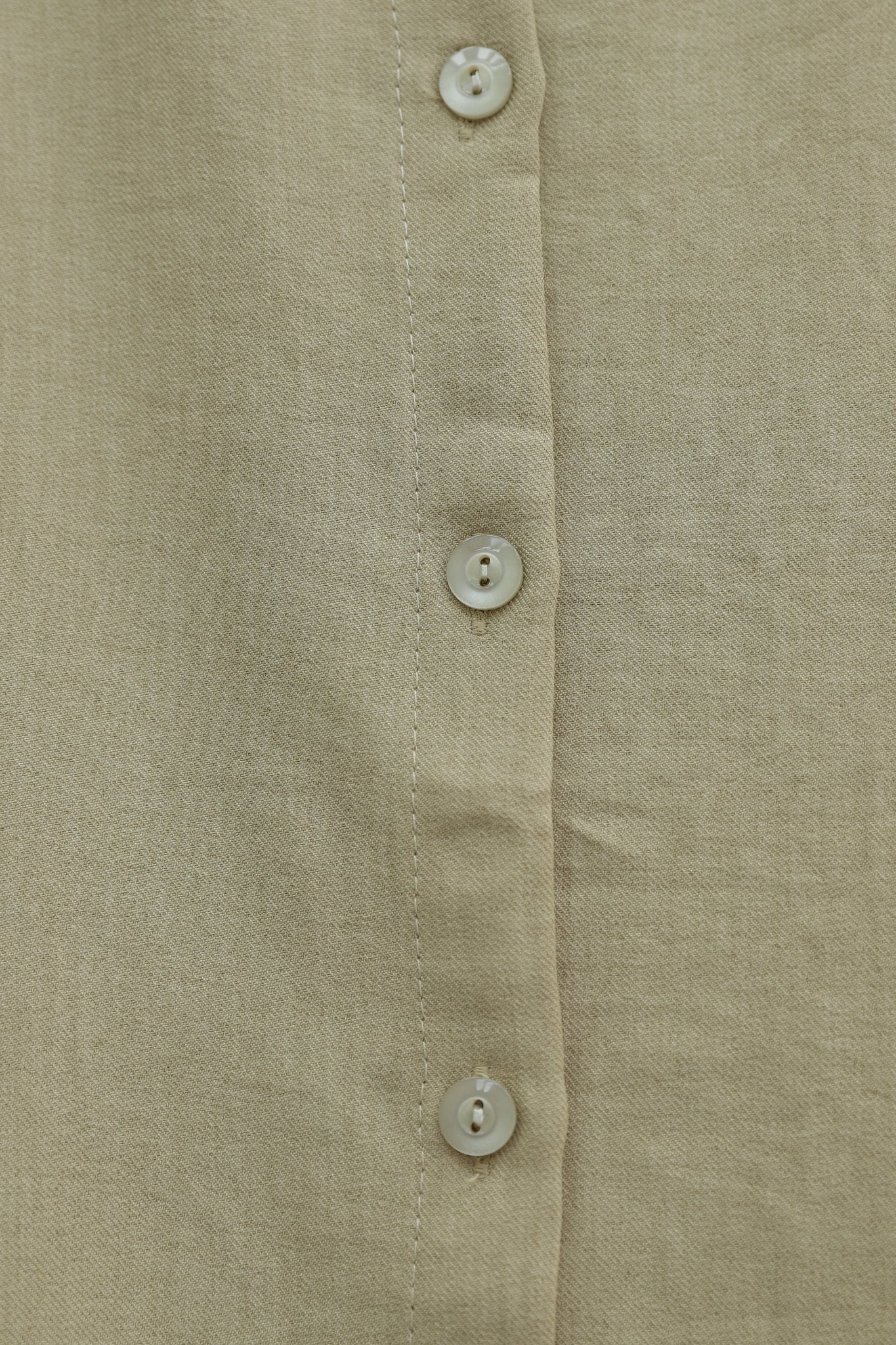 Oversize Beige Tunic Shirt with Band Collar and Pleated Cuffs - Podyumplus - by Peralane - photo 12