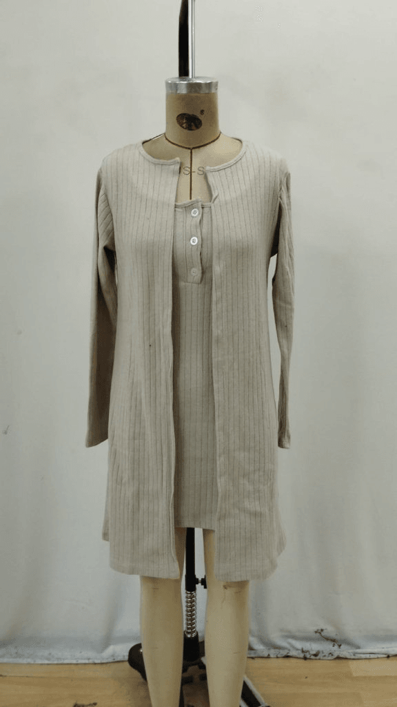 Women's Ribbed Knit Sleeveless Mini Dress and Short Cardigan Set - Janes - by Peralane - photo 5