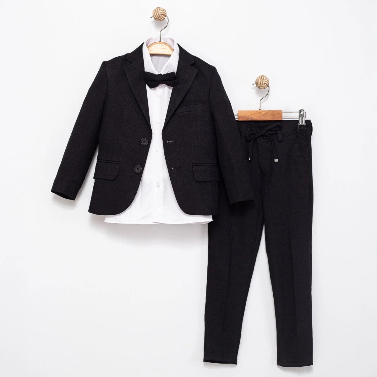 Boy's 4-Piece Suit Set with Houndstooth Jacket, Vest, Shirt, and Trousers - Terry - by Peralane