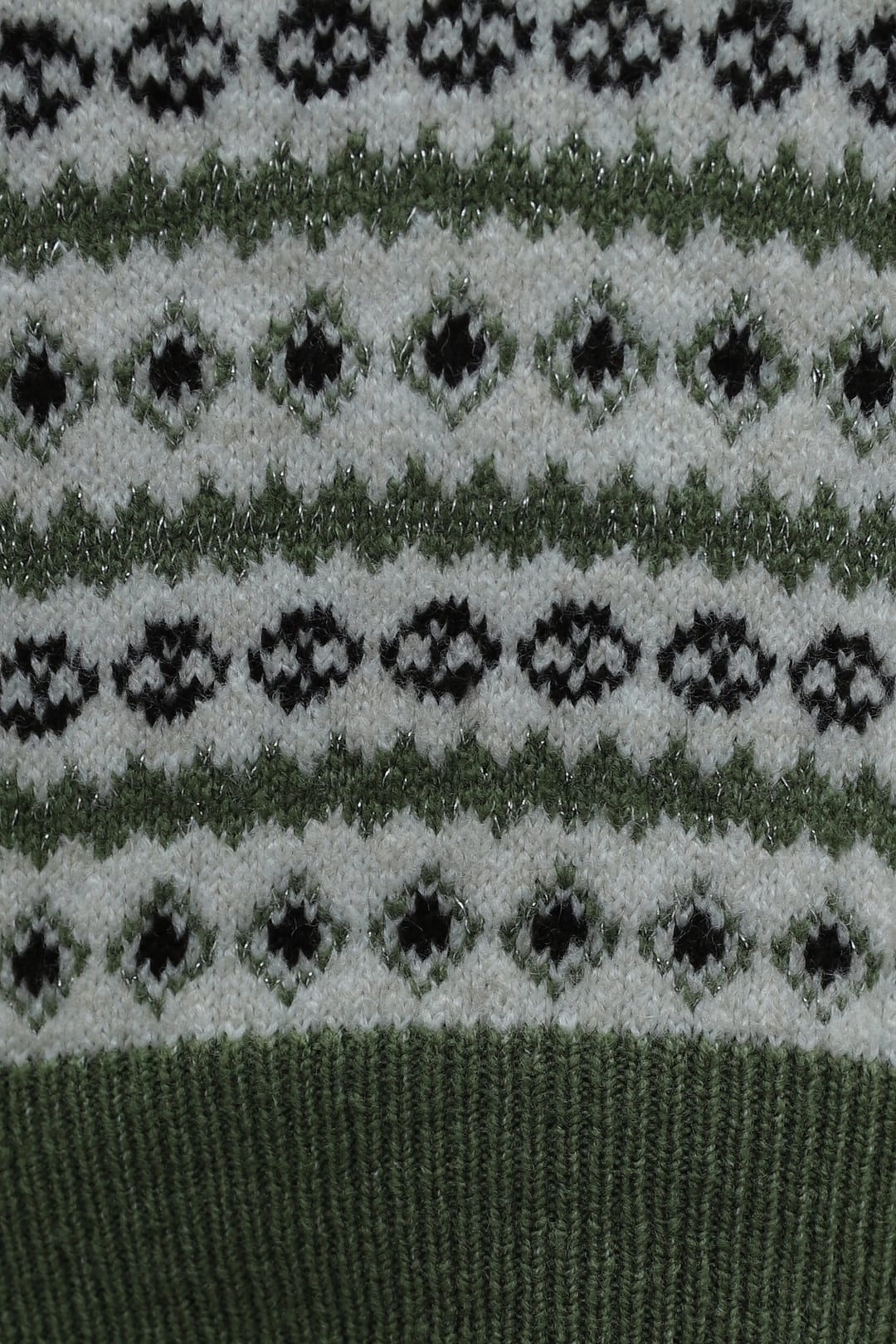 Crew Neck Patterned Jacquard Knit Sweater - Khaki - Podyumplus - by Peralane - photo 5
