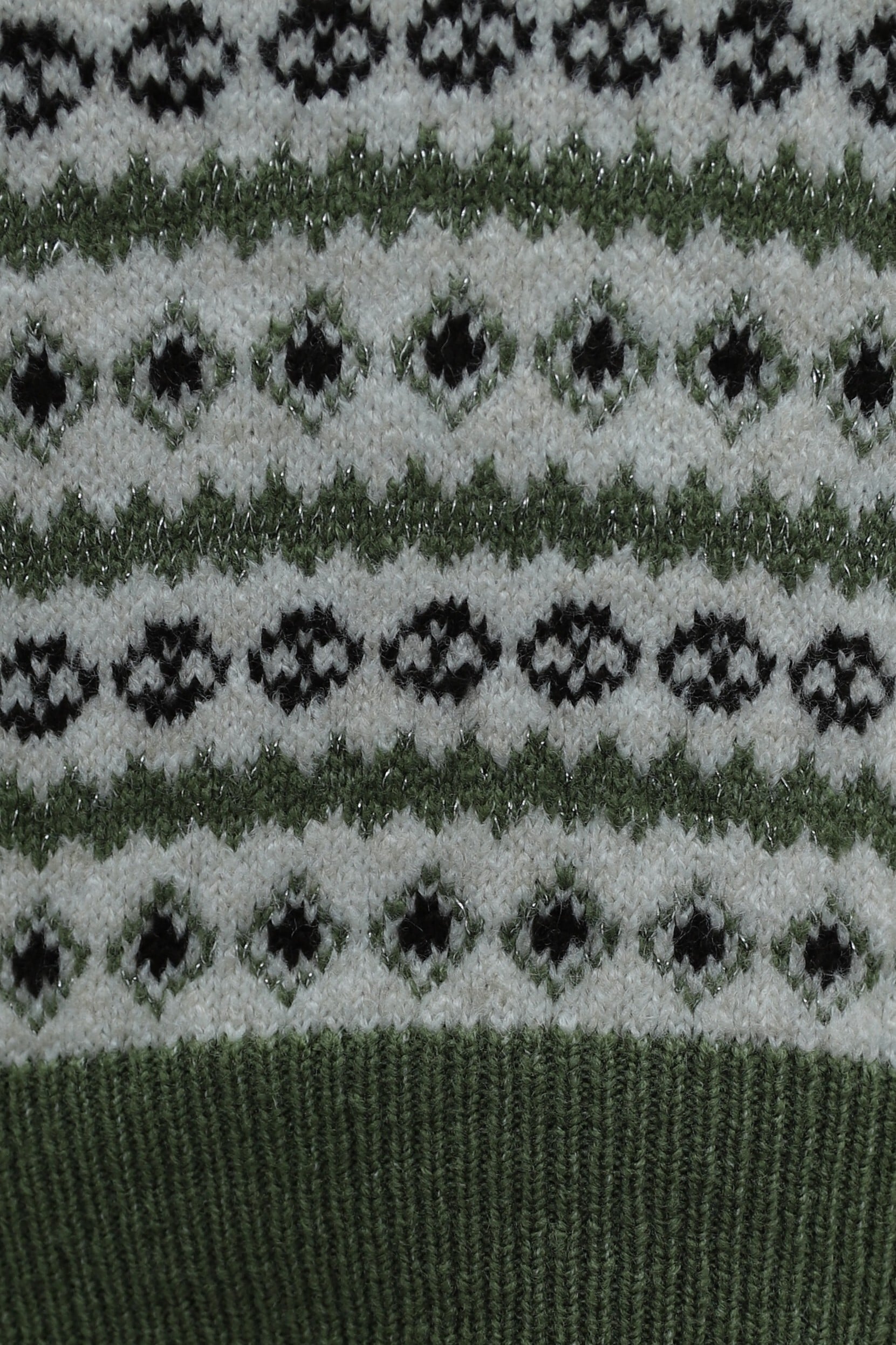 Crew Neck Patterned Jacquard Knit Sweater - Khaki - Podyumplus - by Peralane - photo 5