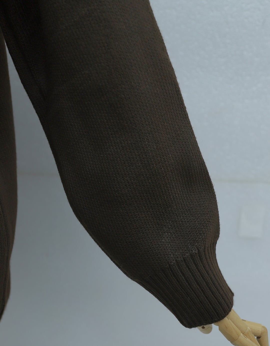 Half-Collar Zip Detail Knit Cardigan - Dark Brown - Podyumplus - by Peralane - photo 5