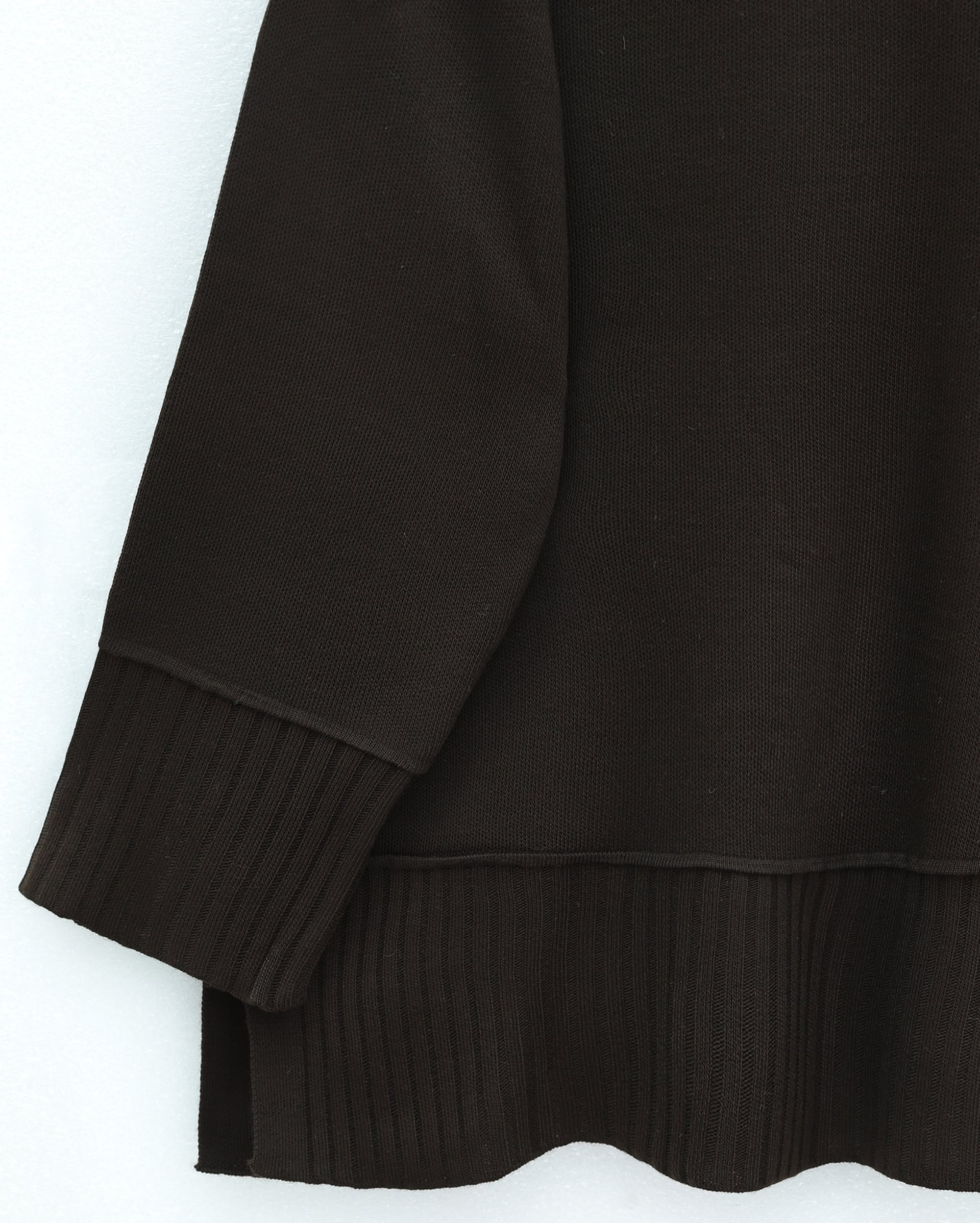 Ribbed Hem and Cuff Round Neck Slit Knit Tunic - Dark Brown - Podyumplus - by Peralane - photo 5