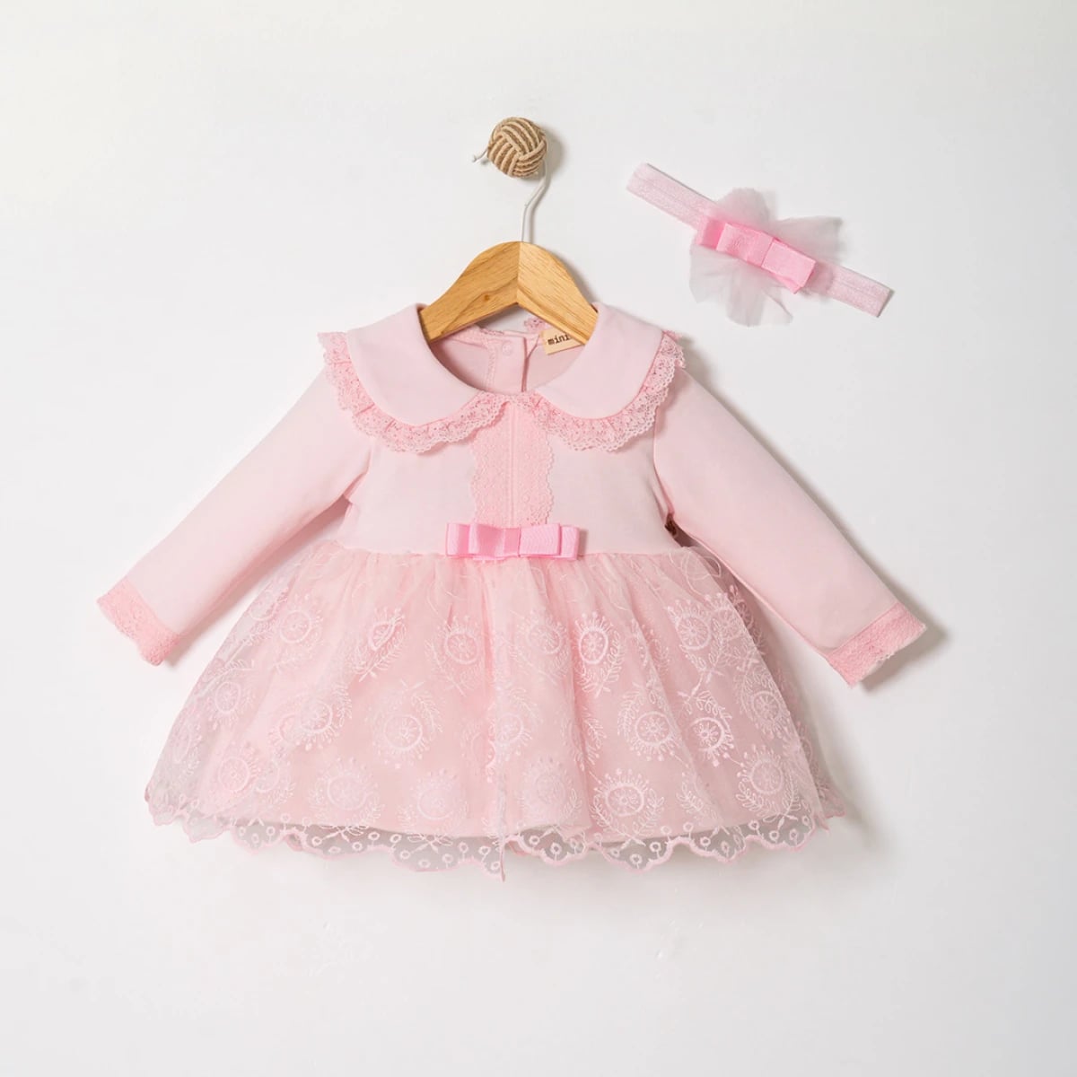 Baby Girl Pink Tulle Dress and Headband Set - Pack of 4 - Miniborn - by Peralane