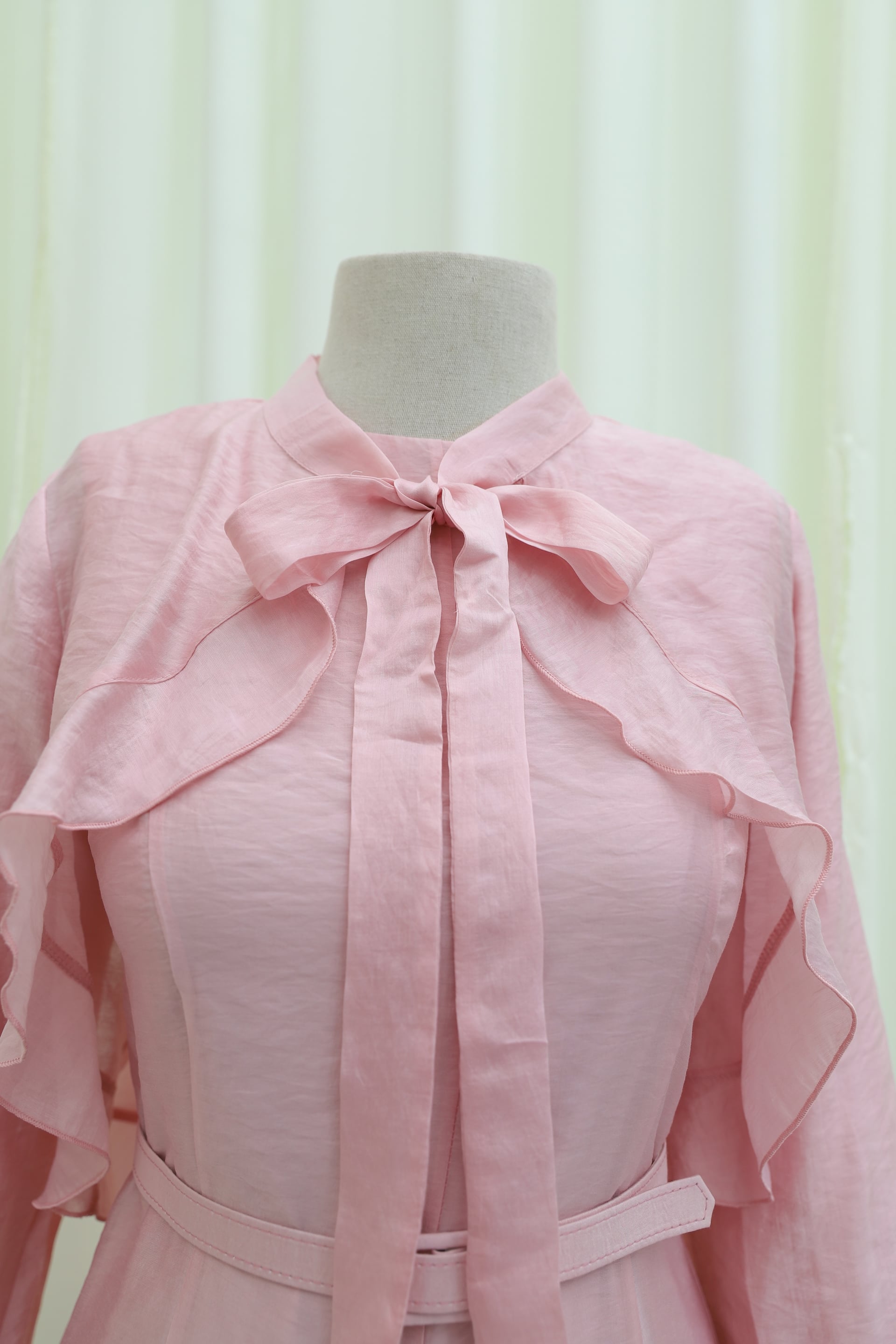 Tiered Tulle Voile Dress with Removable Bolero and Belt - Powder Pink - Podyumplus - by Peralane - photo 5