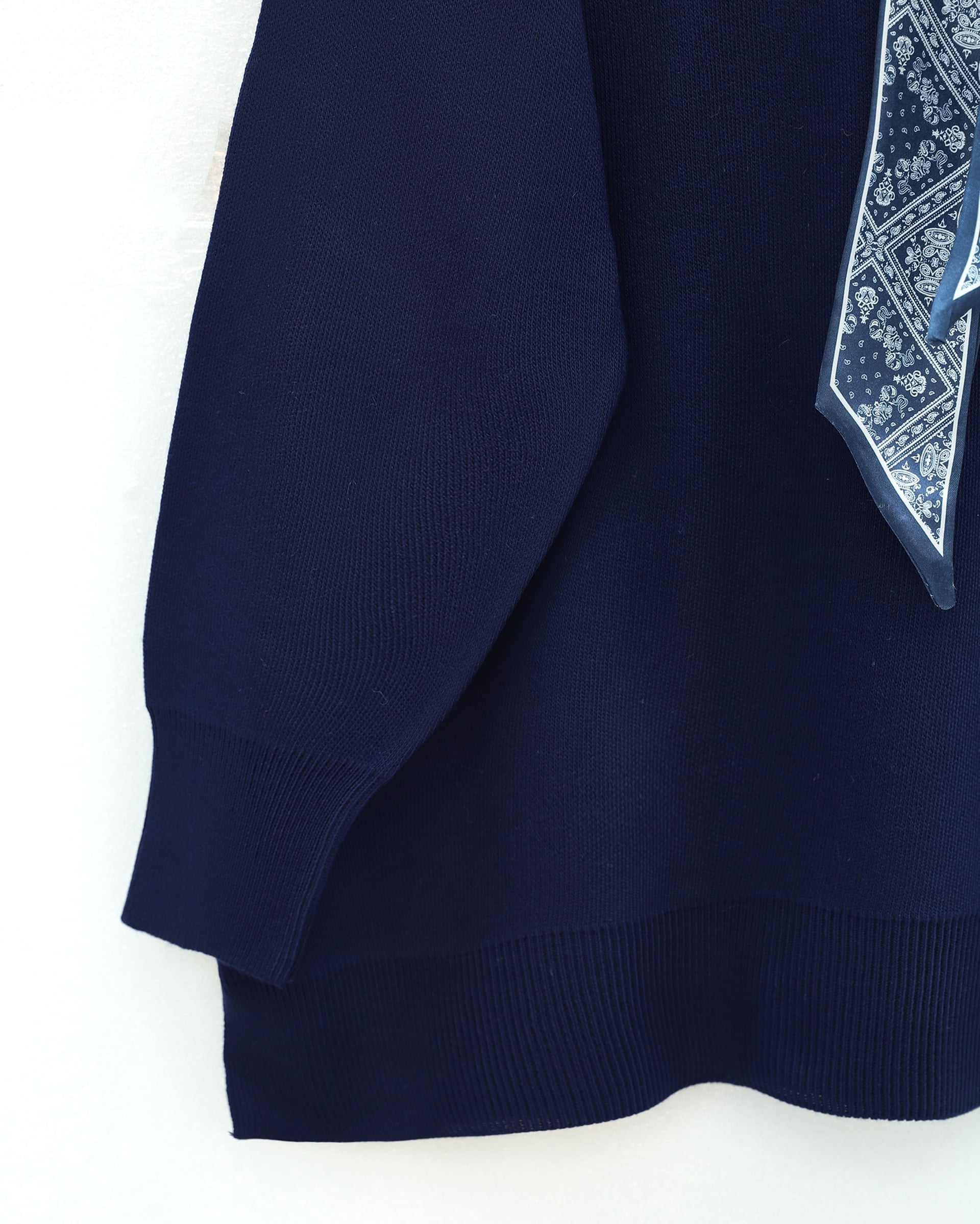 Polo Collar Scarf Detail Slit Relaxed Knit Tunic - Navy - Podyumplus - by Peralane - photo 6
