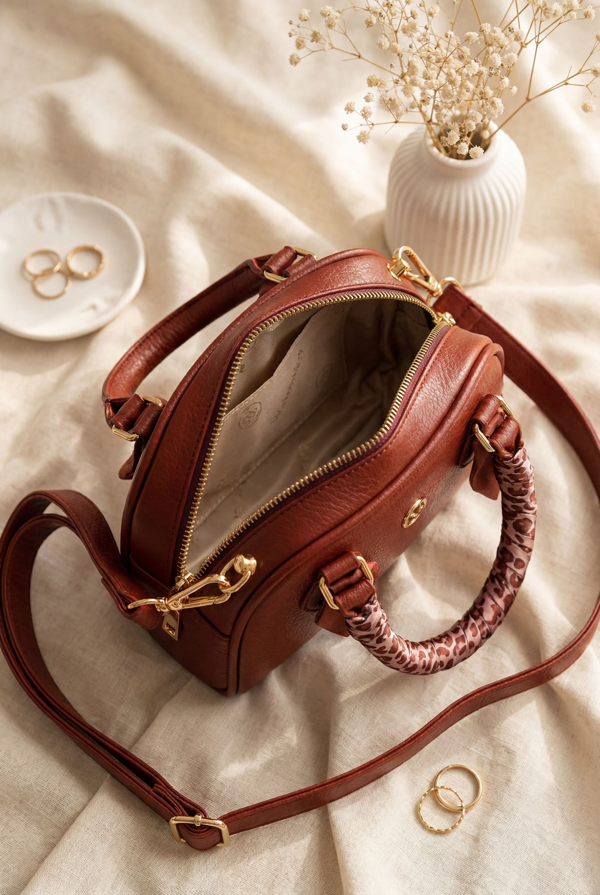 Fular Detail Zip Long Strap Bag - Burgundy - Podyumplus - by Peralane - photo 2