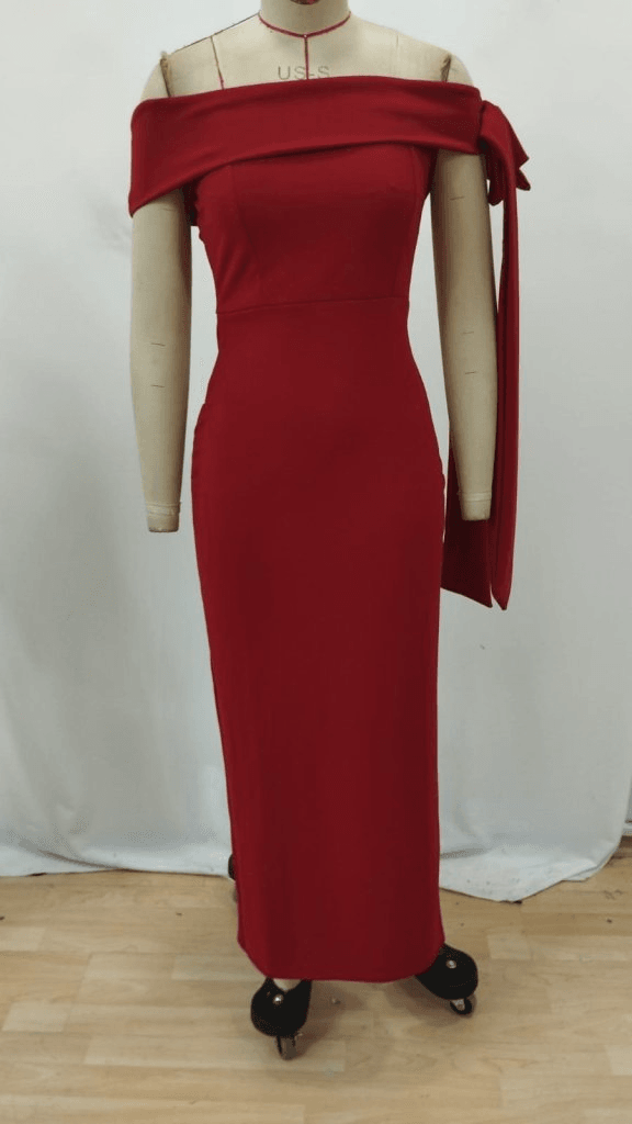 Women's Red Off-Shoulder Ribbon Detail Midi Dress - Janes - by Peralane - photo 4