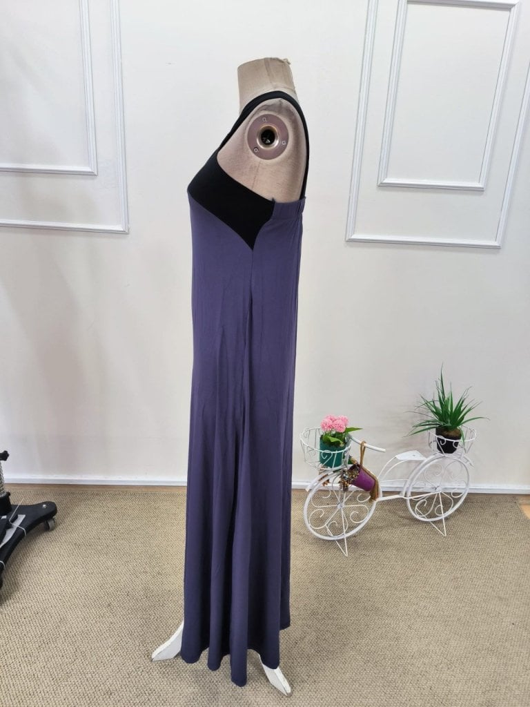 Women's Two-Tone Long Viscose Dress with Front Cross Detail - Janes - by Peralane - photo 5