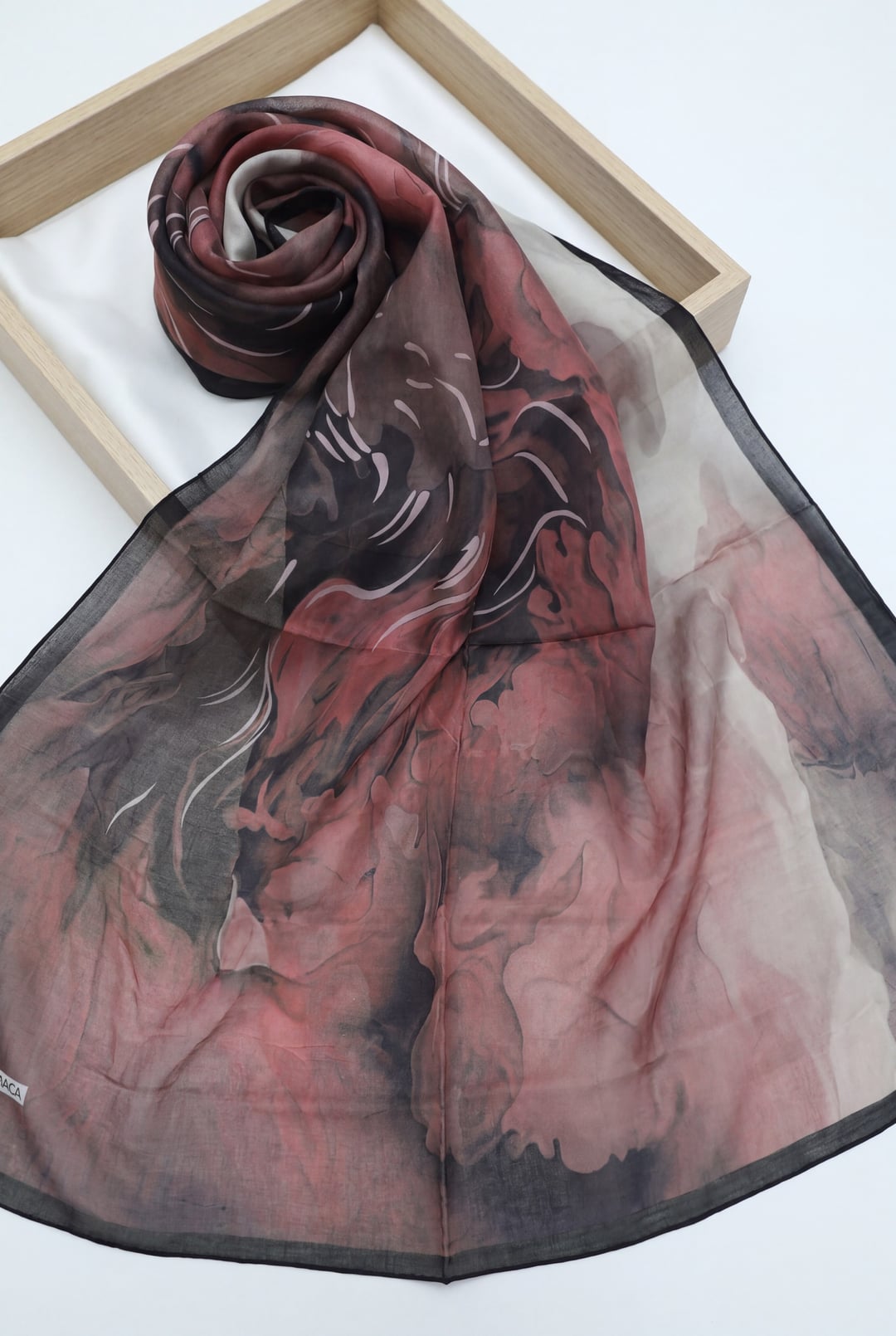 Natural Viscose Scarf - Burgundy - Podyumplus - by Peralane - photo 2