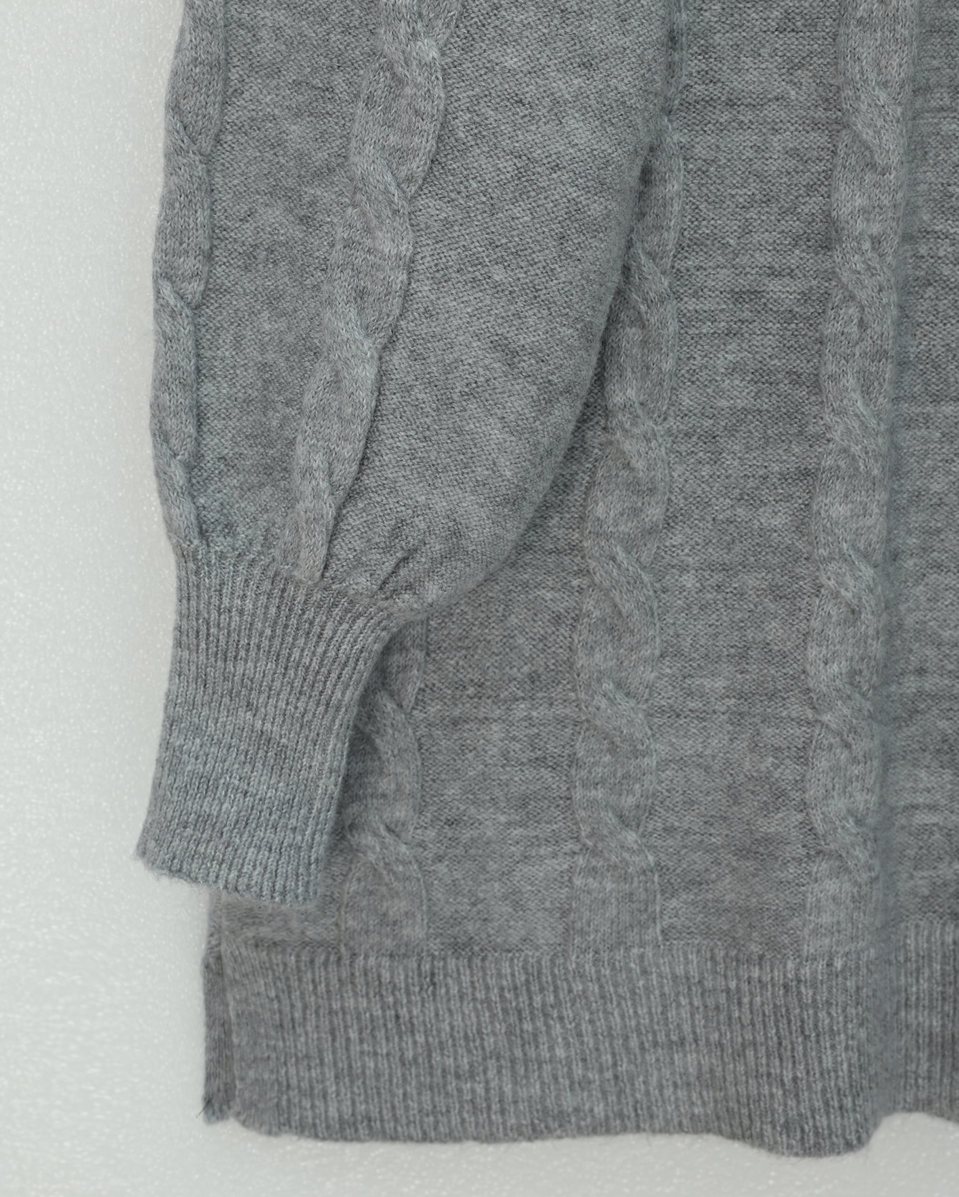 Grey Cable Knit Sweater for Women with Long Balloon Sleeves - Podyumplus - by Peralane - photo 5