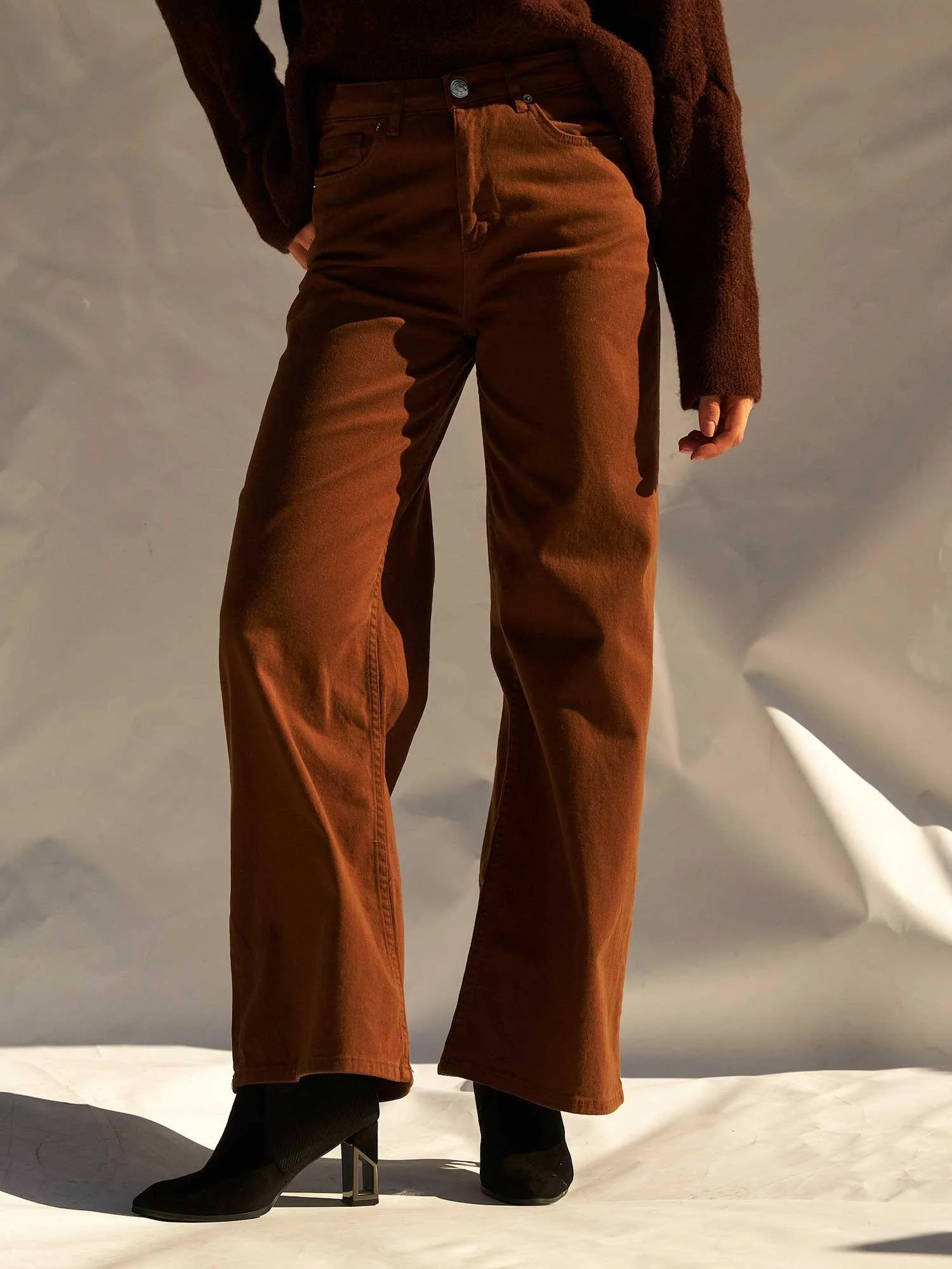 Women's 5-Pocket Corduroy Palazzo Trousers - Lefon - by Peralane - photo 2