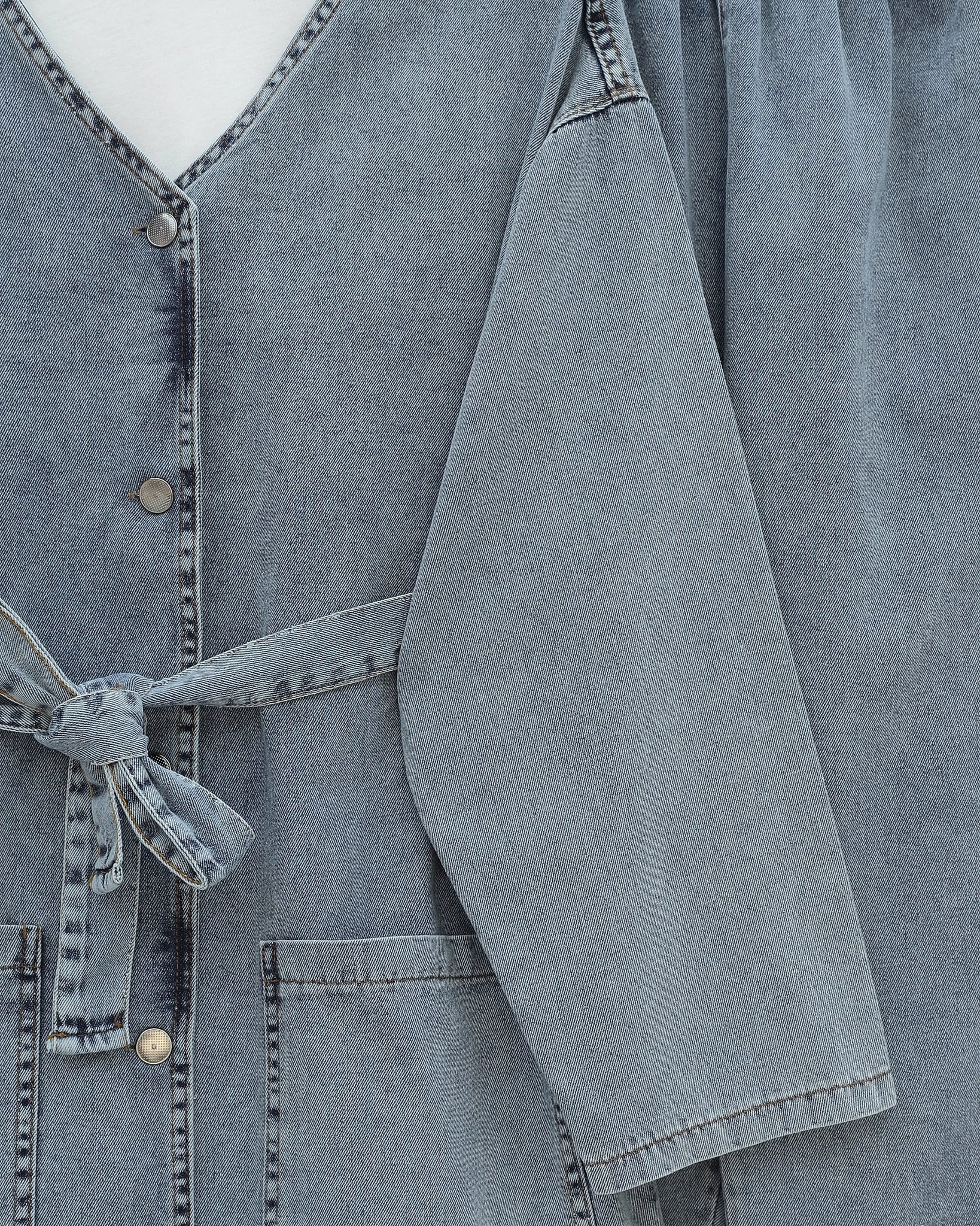 Belted Denim Co-ord Set with Button Front and Pockets - Ice Blue - Podyumplus - by Peralane - photo 4